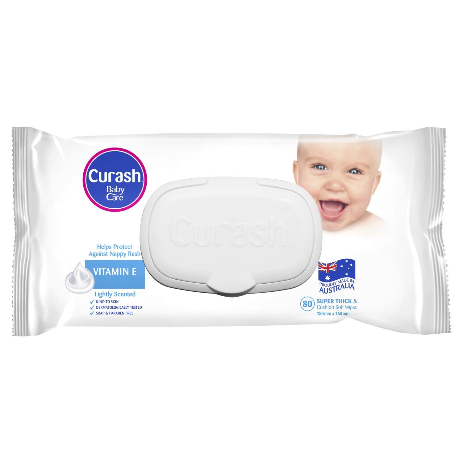 Curash Soap Free Baby Wipes, 80 Each
