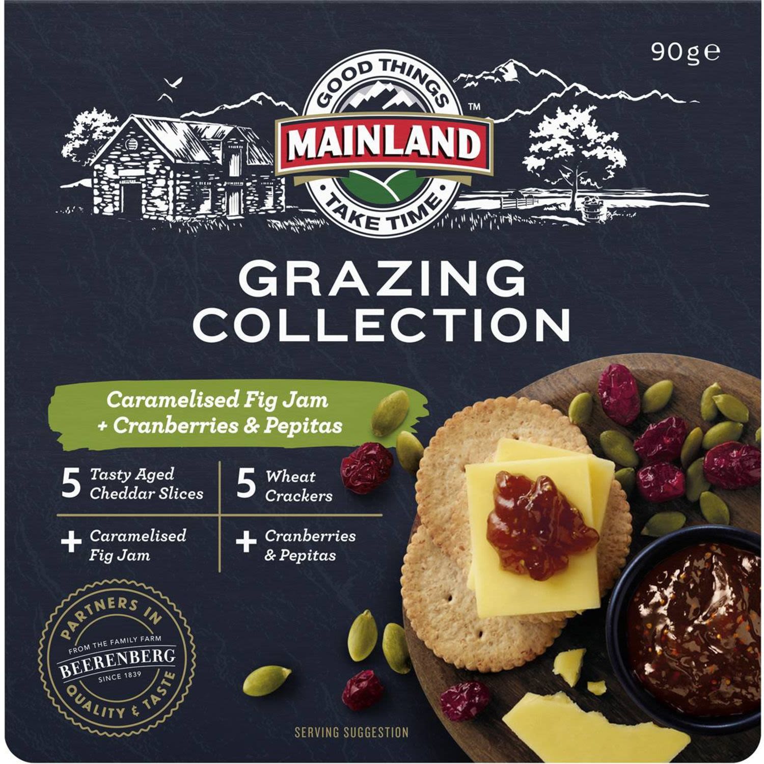 Mainland Grazing Collection Cheddar With Crackers & Jam, 90 Gram