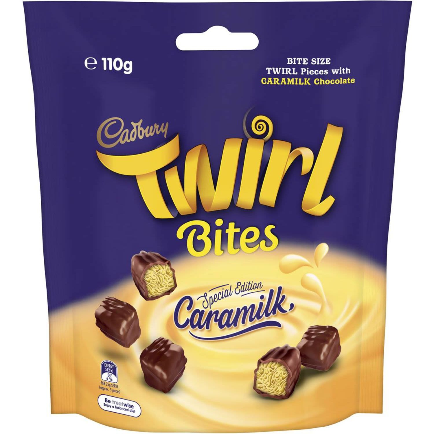 Cadbury Bites Twirl Caramilk, 110 Gram