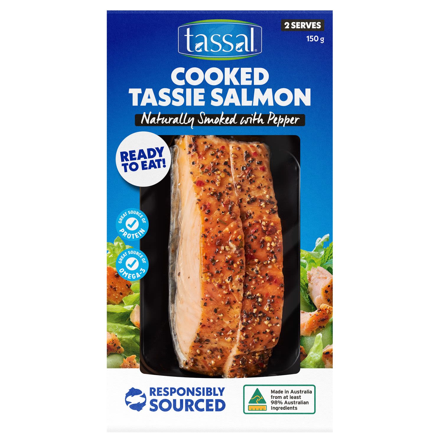 Tassal Hot Smoked Salmon Peppercorn, 150 Gram