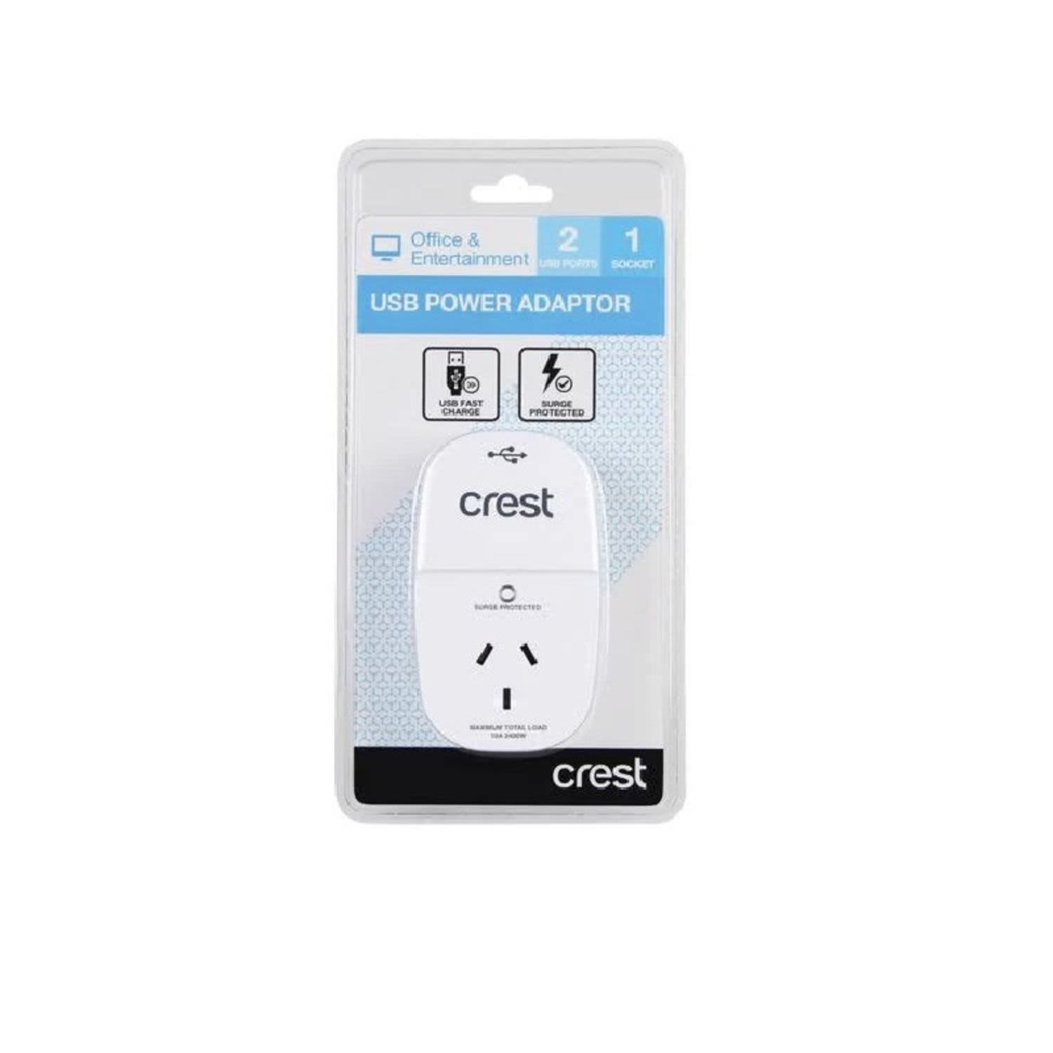 Crest USB Single Socket Surge Protection, 1 Each