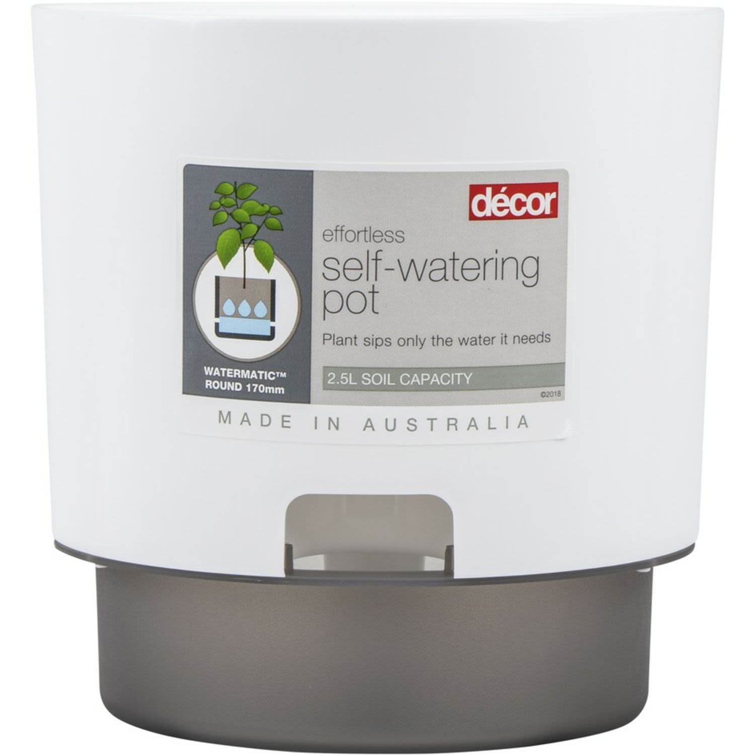 Decor Watermatic Self Watering Plant Pot 170mm in White, 1 Each