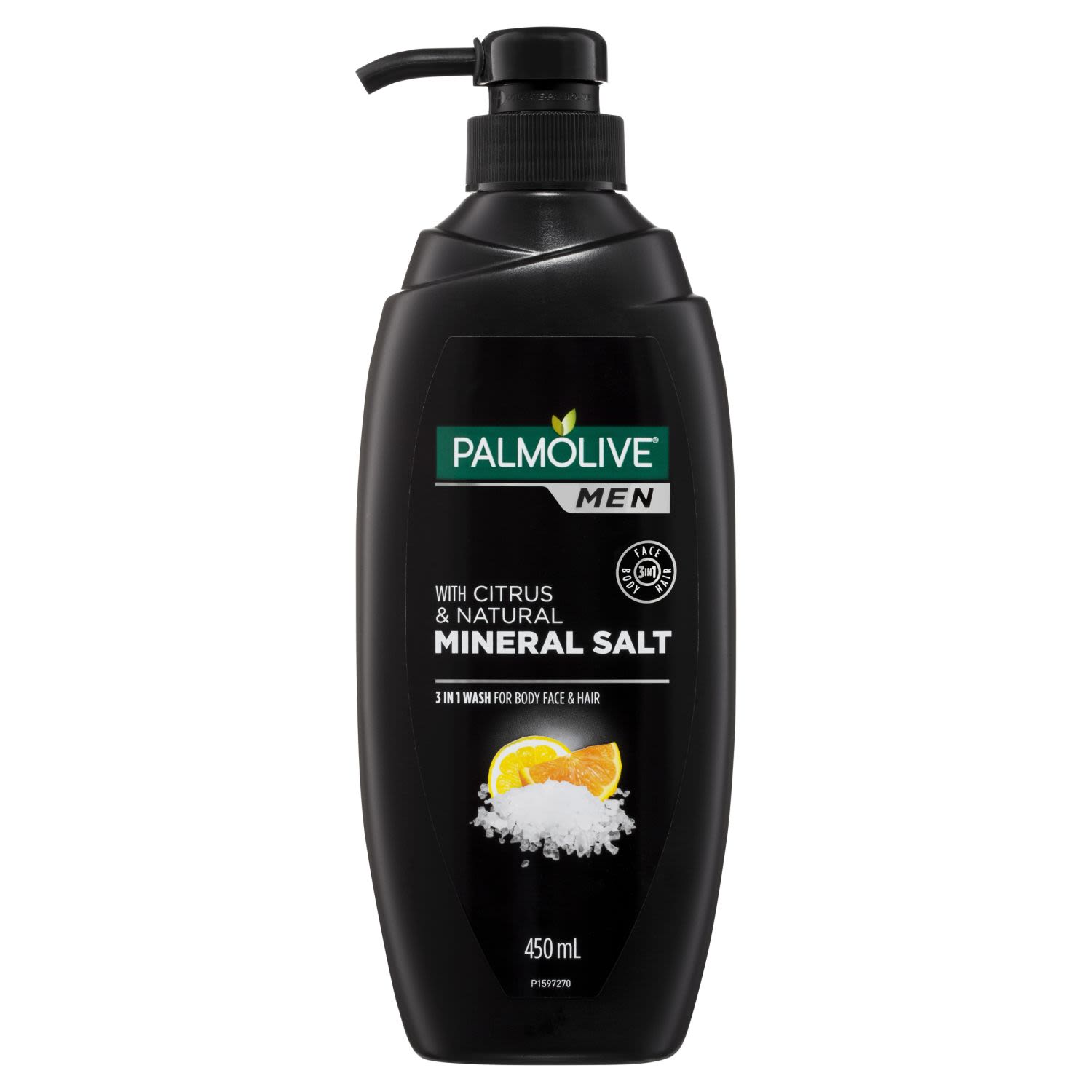 Palmolive Men 3 in 1 Wash For Body Face and Hair With Citrus & Natural Mineral Salt, 450 Millilitre