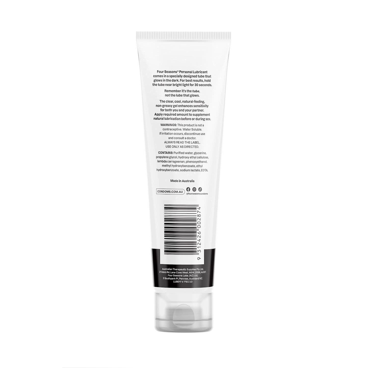 Four Seasons Glow In The Dark Lube Tube 100mL | IGA Shop Online