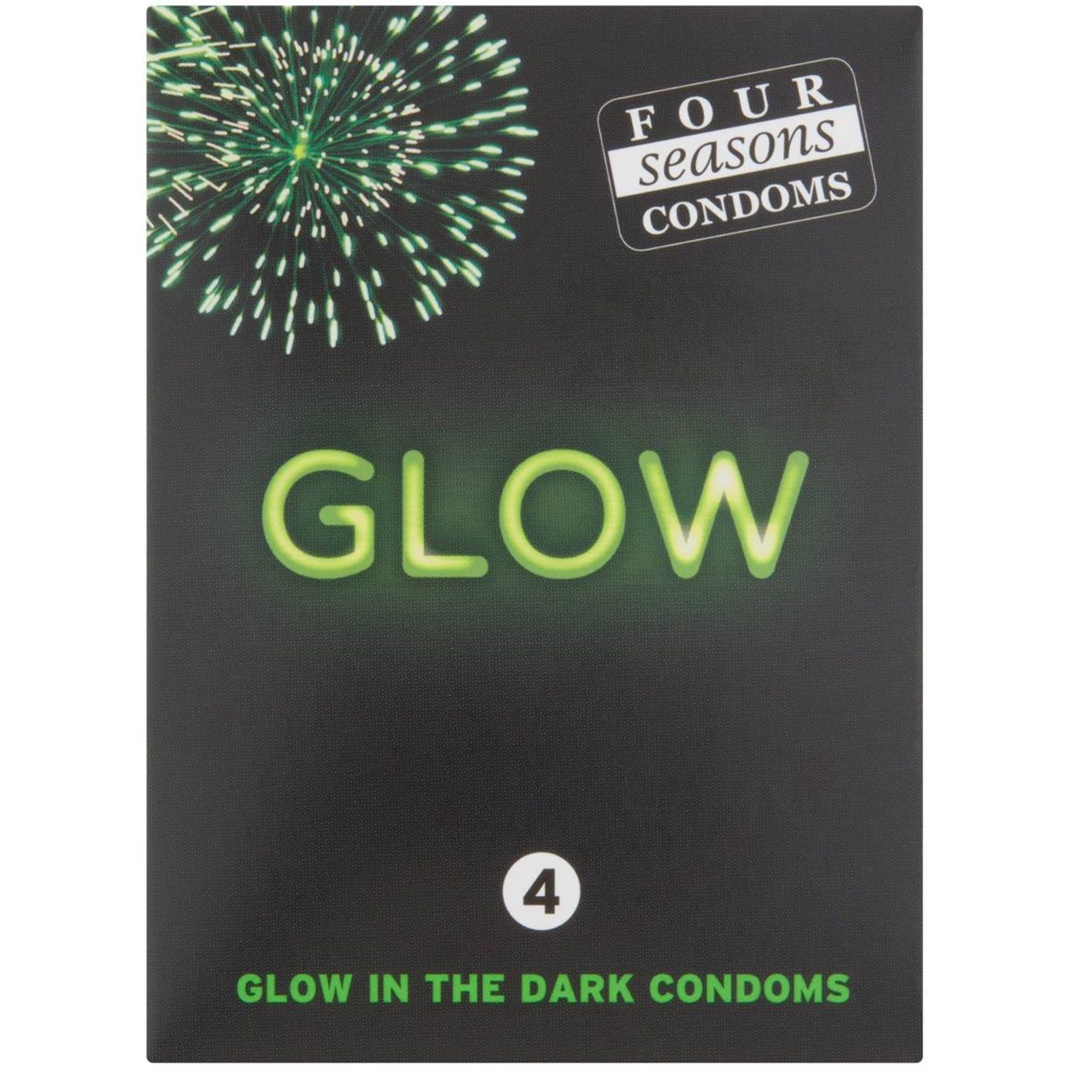 Four Seasons Glow In The Dark Condoms, 4 Each