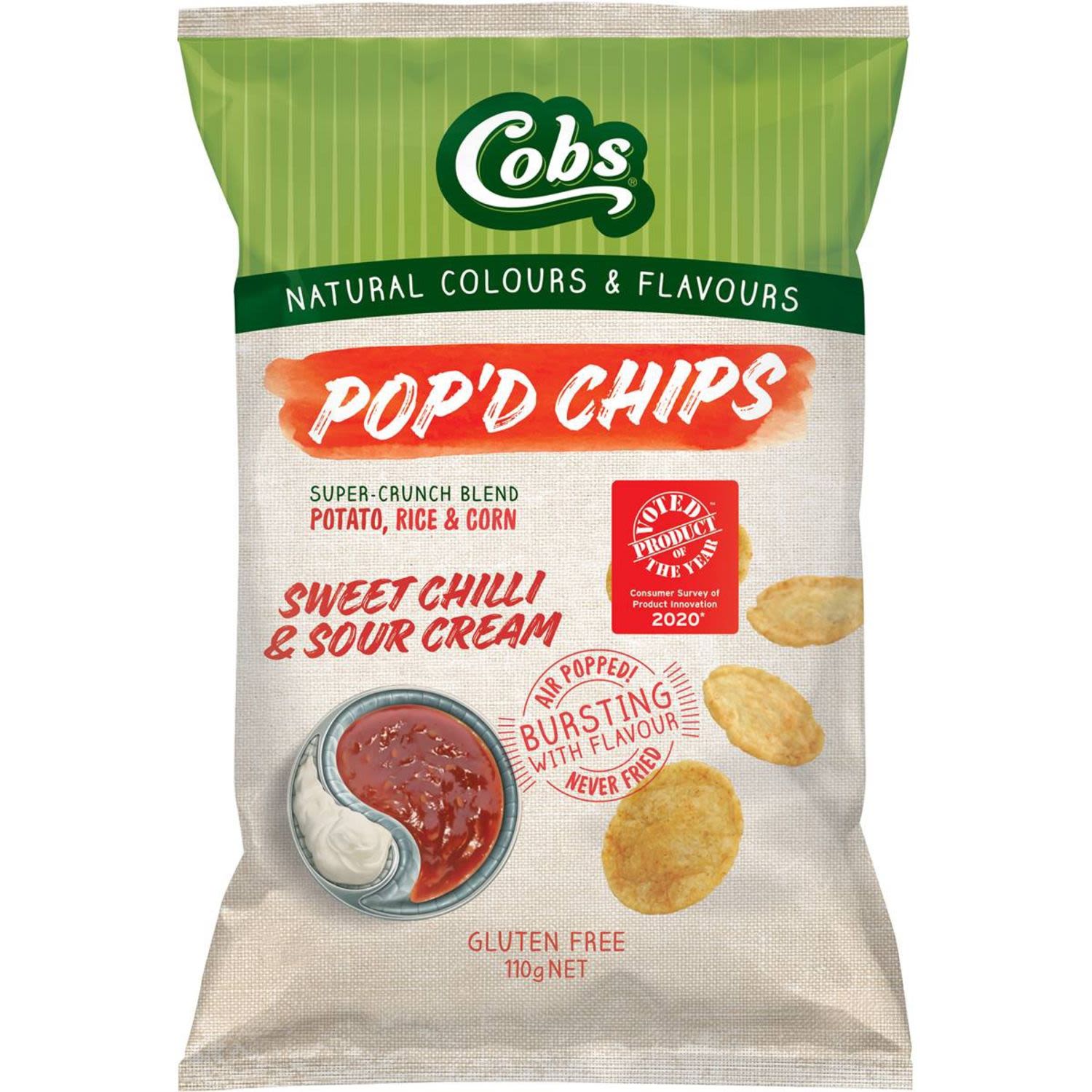Cobs Pop'd Sweet Chilli & Sour Cream Chips, 110 Gram