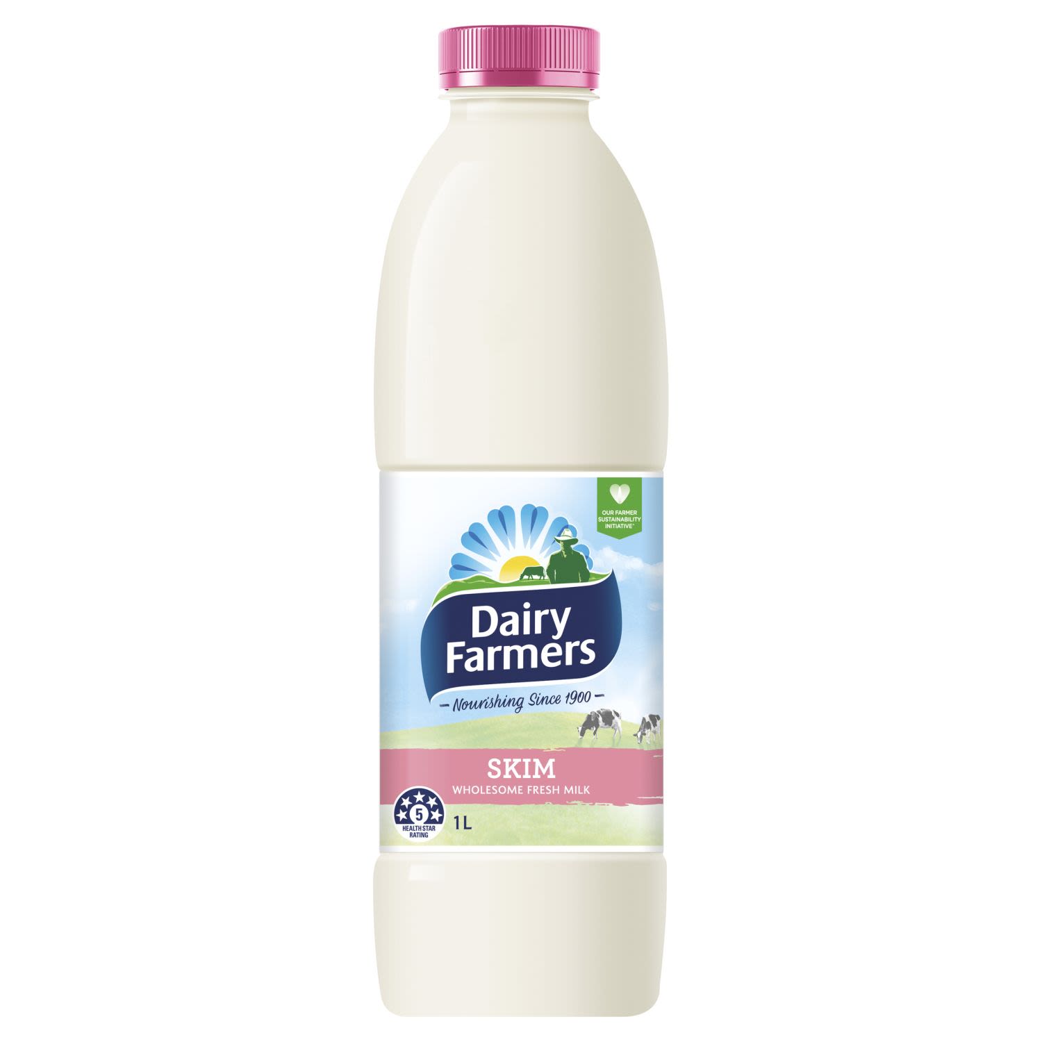 Dairy Farmers Skim Milk Bottle, 1 Litre
