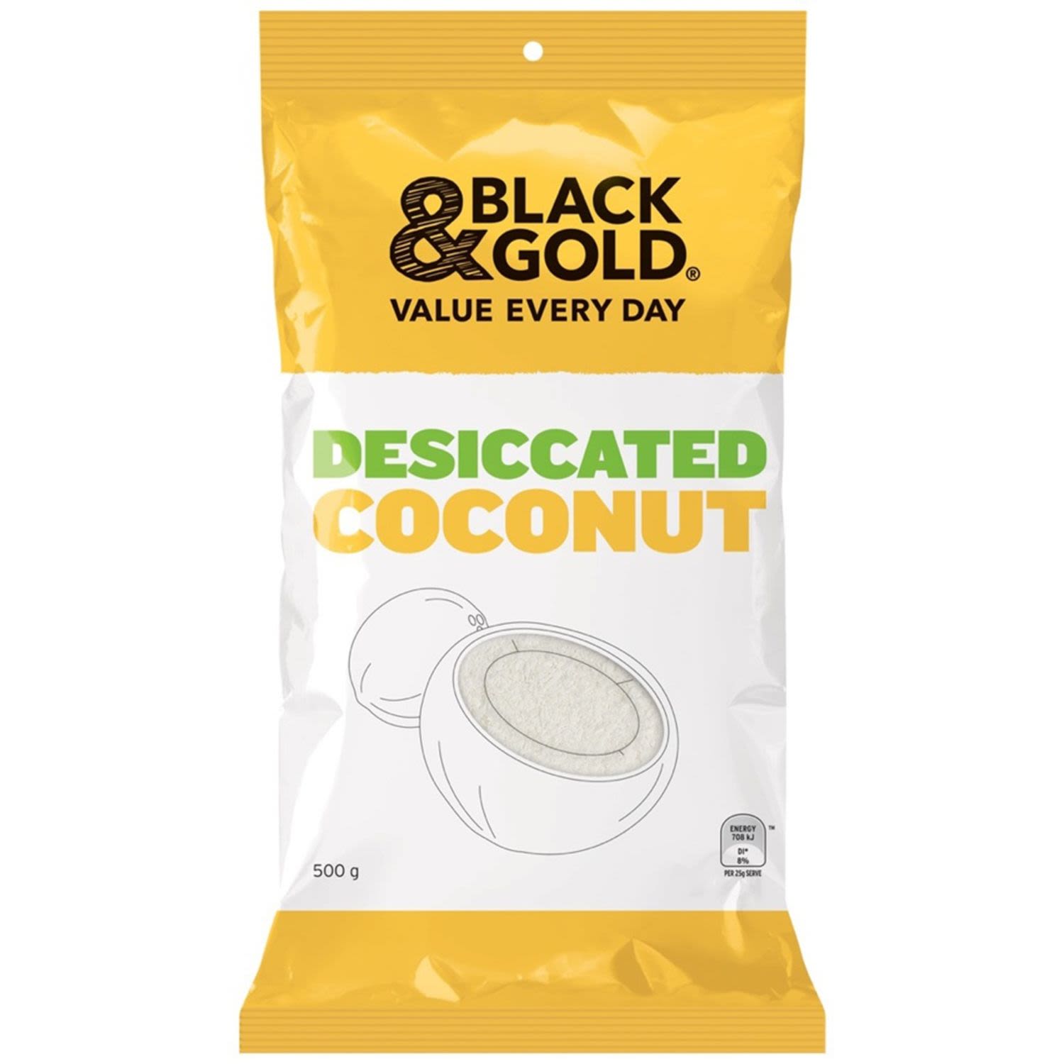 Black & Gold Desiccated Coconut, 500 Gram