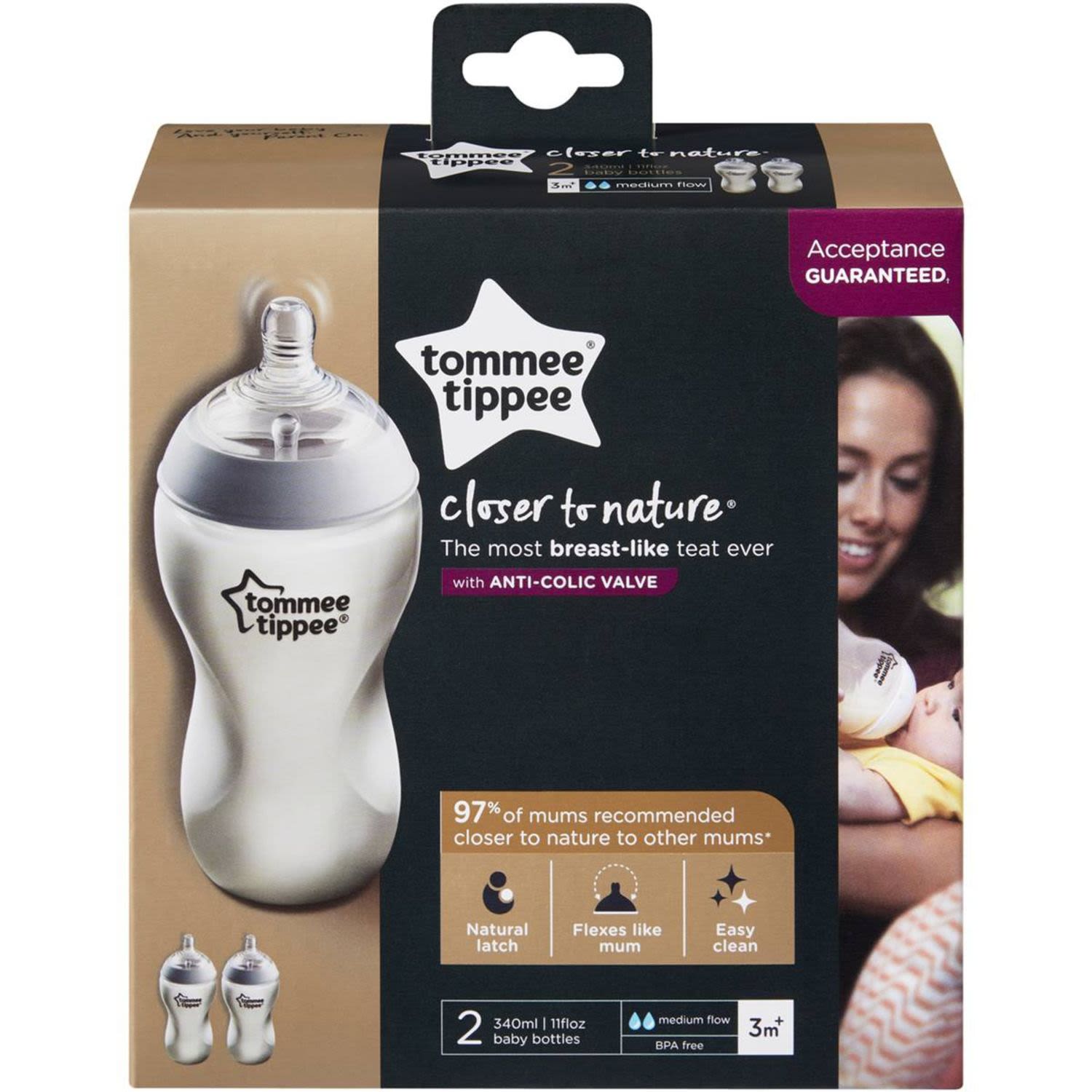 Tommee Tippee Closer To Nature Feeding Bottles, 2 Each