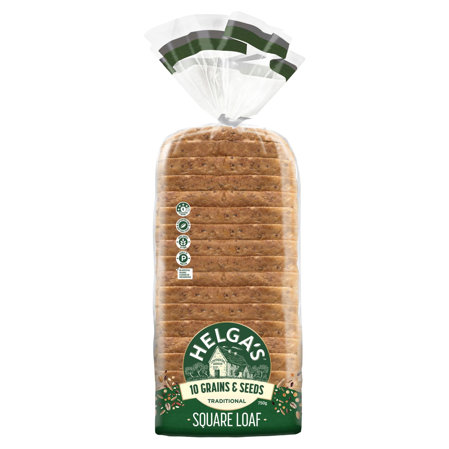 Helga's Square Loaf 10 Grains & Seeds, 750 Gram