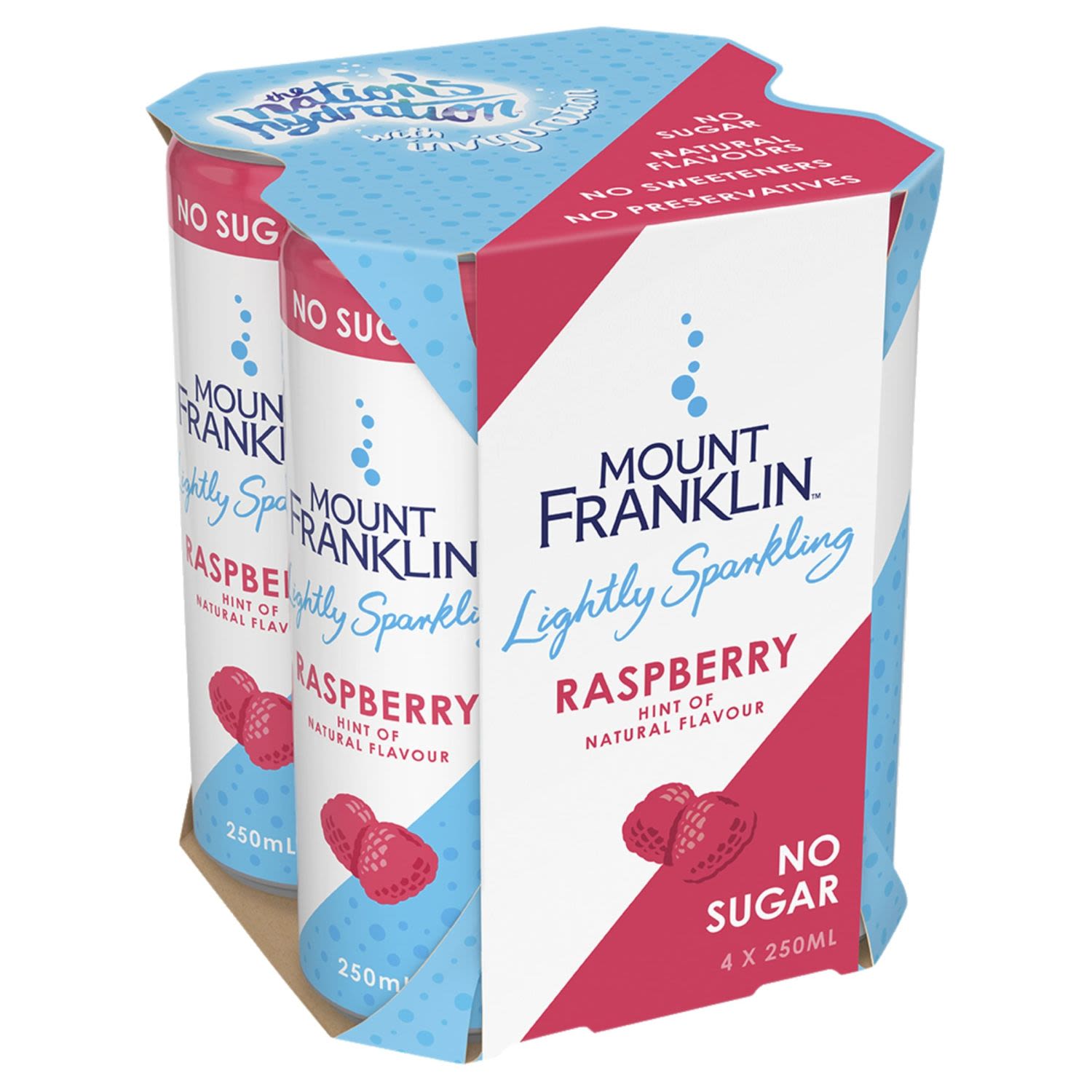 Mount Franklin Lightly Sparkling Water Raspberry Multipack Mini Cans, 4 Each