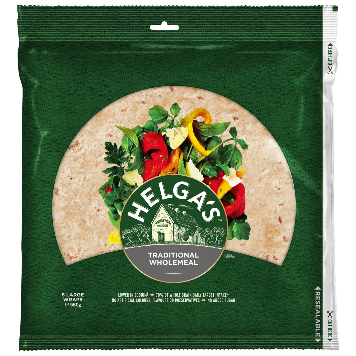 Helga's Traditional Wholemeal Large Wraps, 8 Each