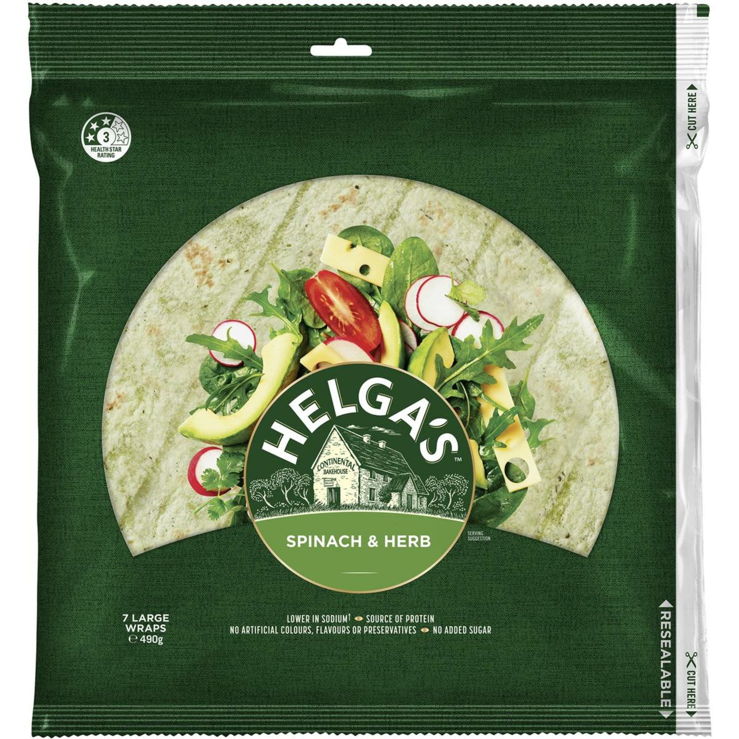 Helga's Spinach & Herb Wraps, 7 Each