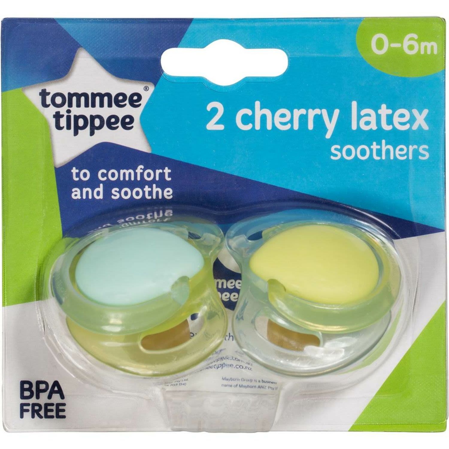 Tommee Tippee Decorated Cherry Latex Soothers 0 To 6 Months, 2 Each
