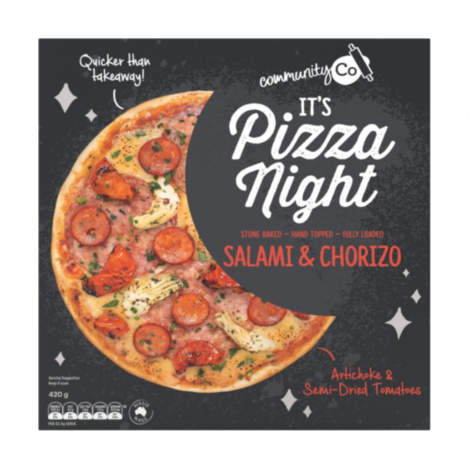 Community Co Salami & Chorizo Pizza, 420 Gram