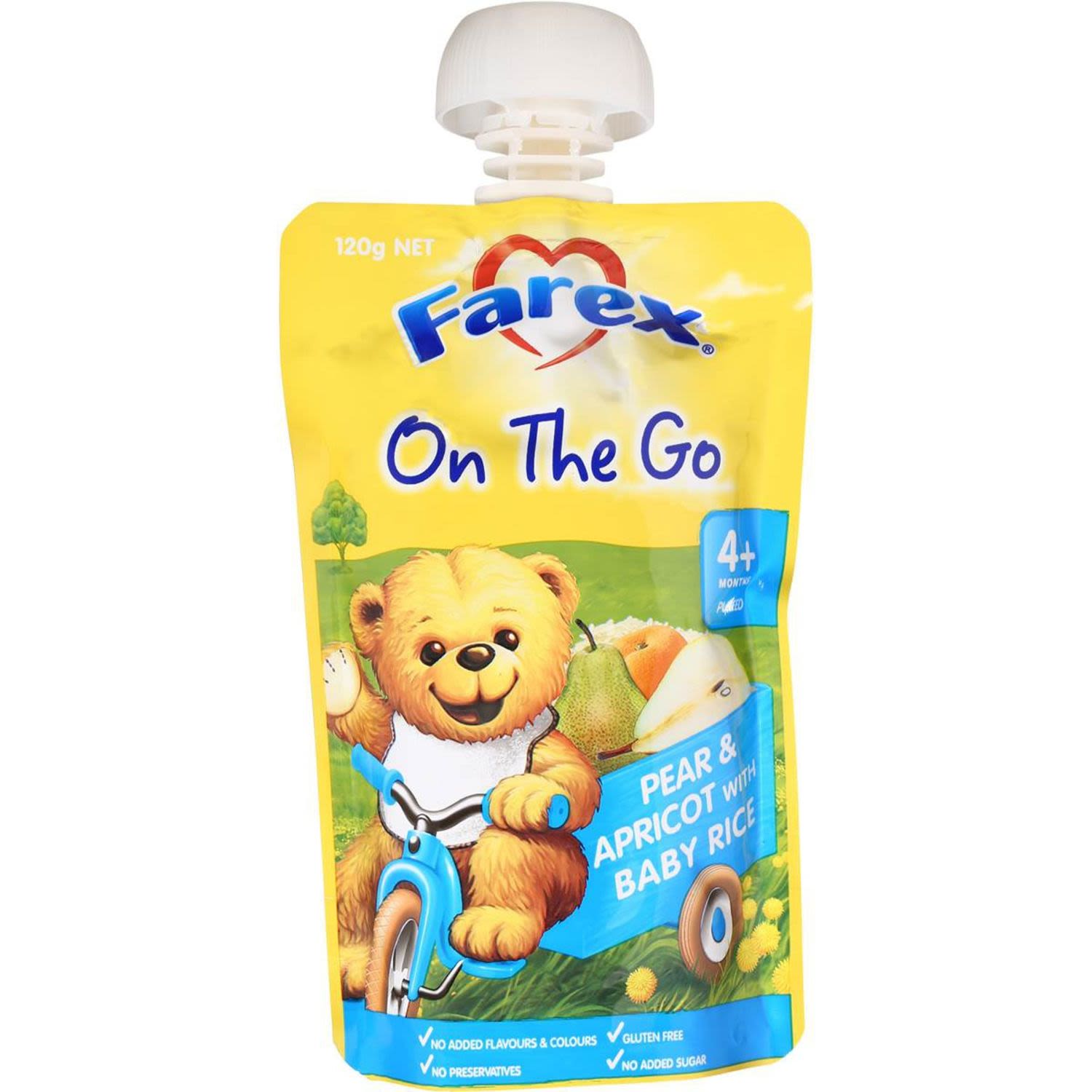 Farex Baby Breakfast To Go Rice Pear & Apricot, 120 Gram