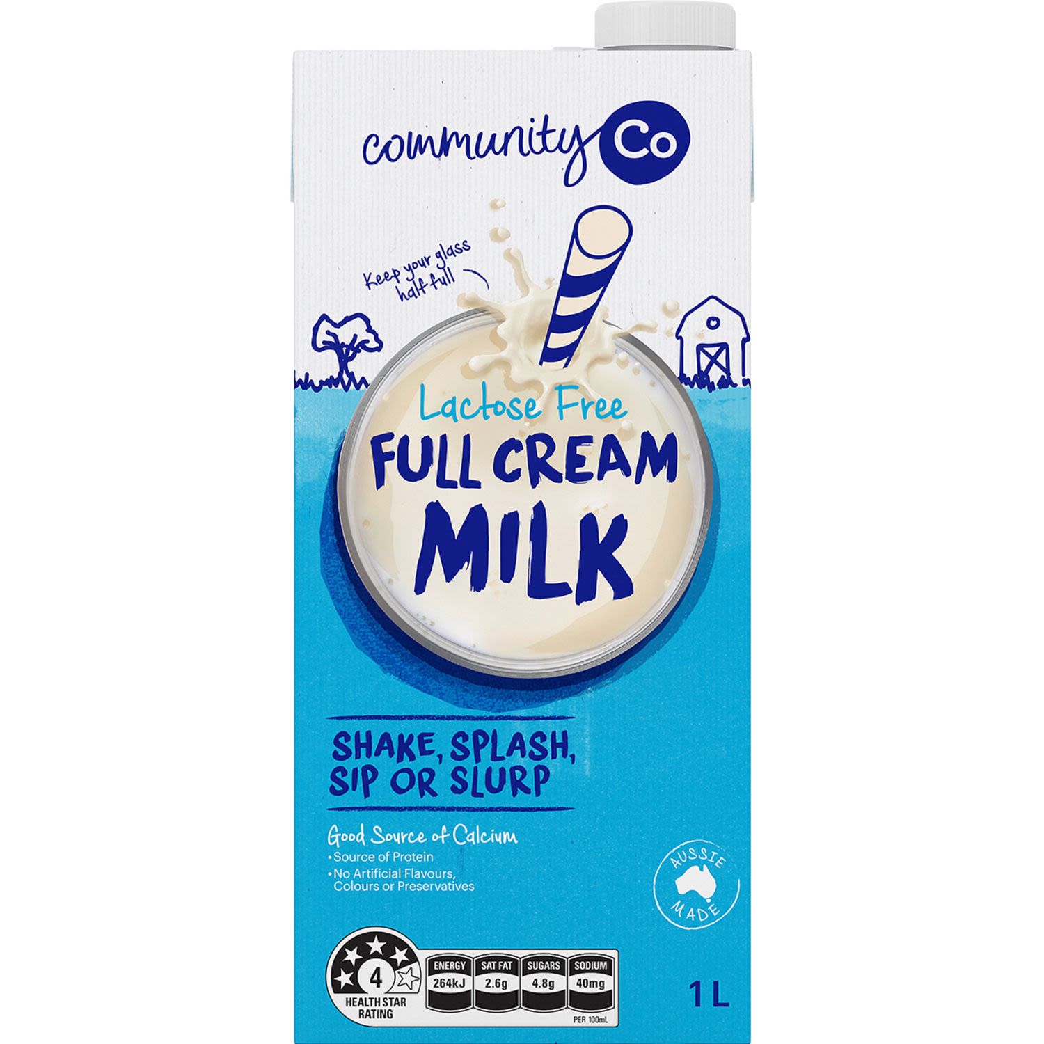 Community Co Lactose Free Full Cream Milk, 1 Litre