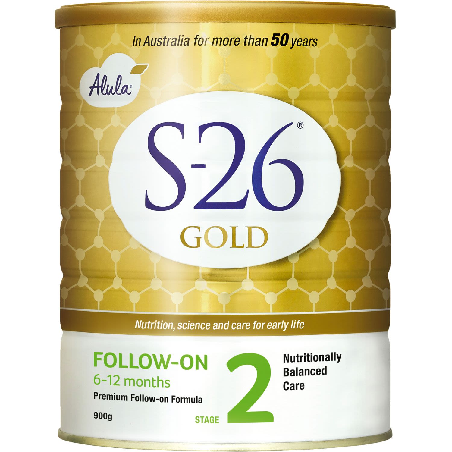 Nutrition, science and care for early life.

S-26 Alula Gold Follow-on formula is our most advanced follow-on formulation in Australia.
A premium follow-on formula specially tailored to meet the changing nutritional needs of your child from 6 months old, as a well-balanced diet is important.
The protein source of S-26 Alula Gold Follow-on Infant Formula is cow's milk.
<br /> <br /> <br /><br />Country of Origin: New Zealand