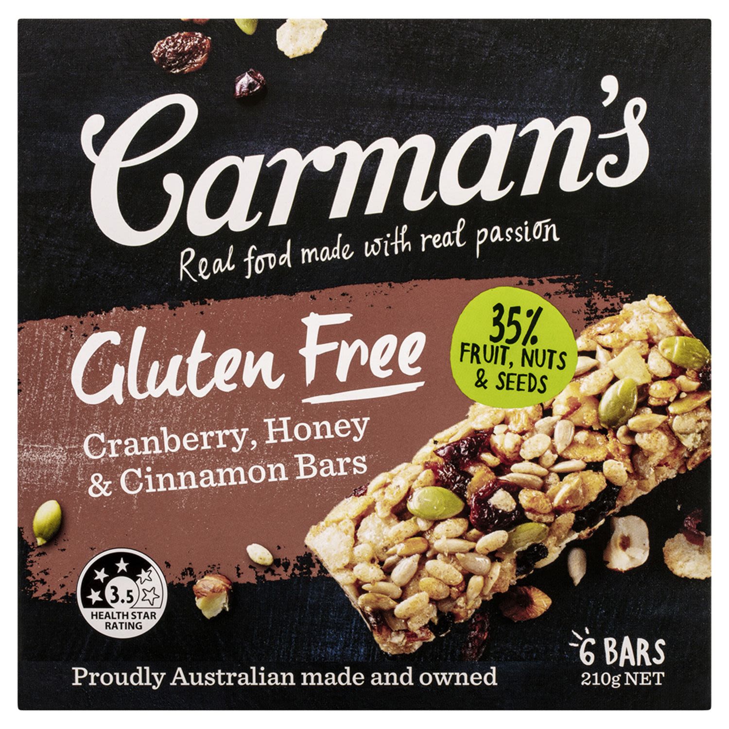 Carman's Gluten Free Cranberry, Honey & Cinnamon Bars, 210 Gram