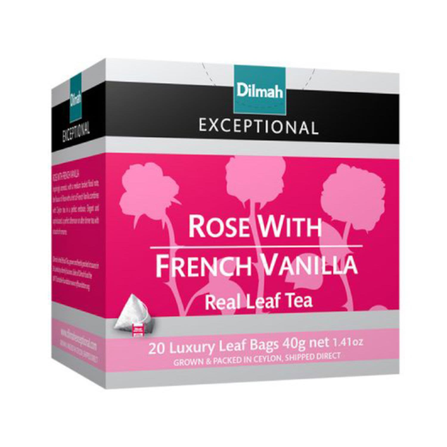 Dilmah Fragrant Rose With French Vanilla Tea Bag, 20 Each