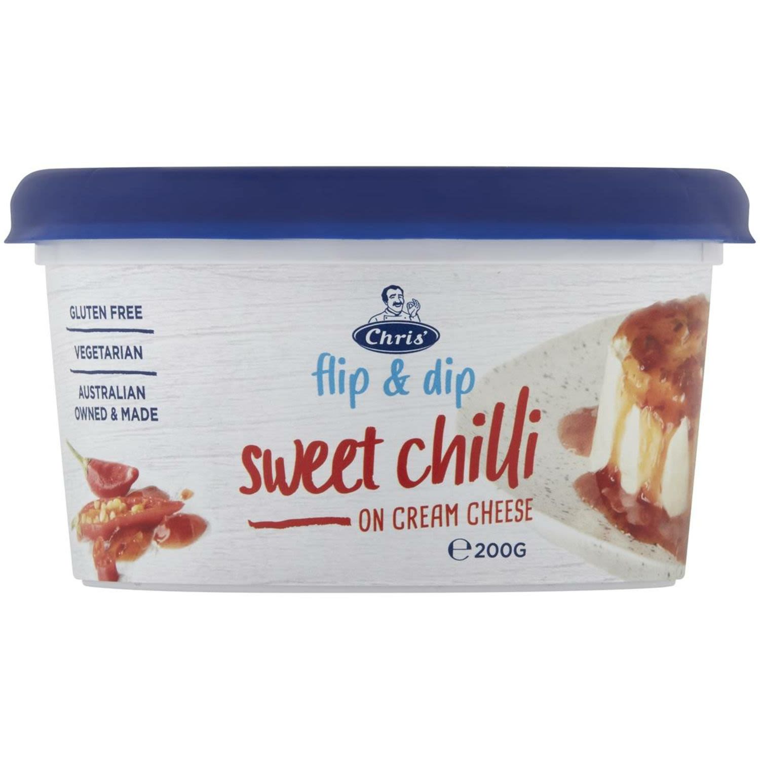 Chris' Flip & Dip Sweet Chilli On Cream Cheese, 200 Gram