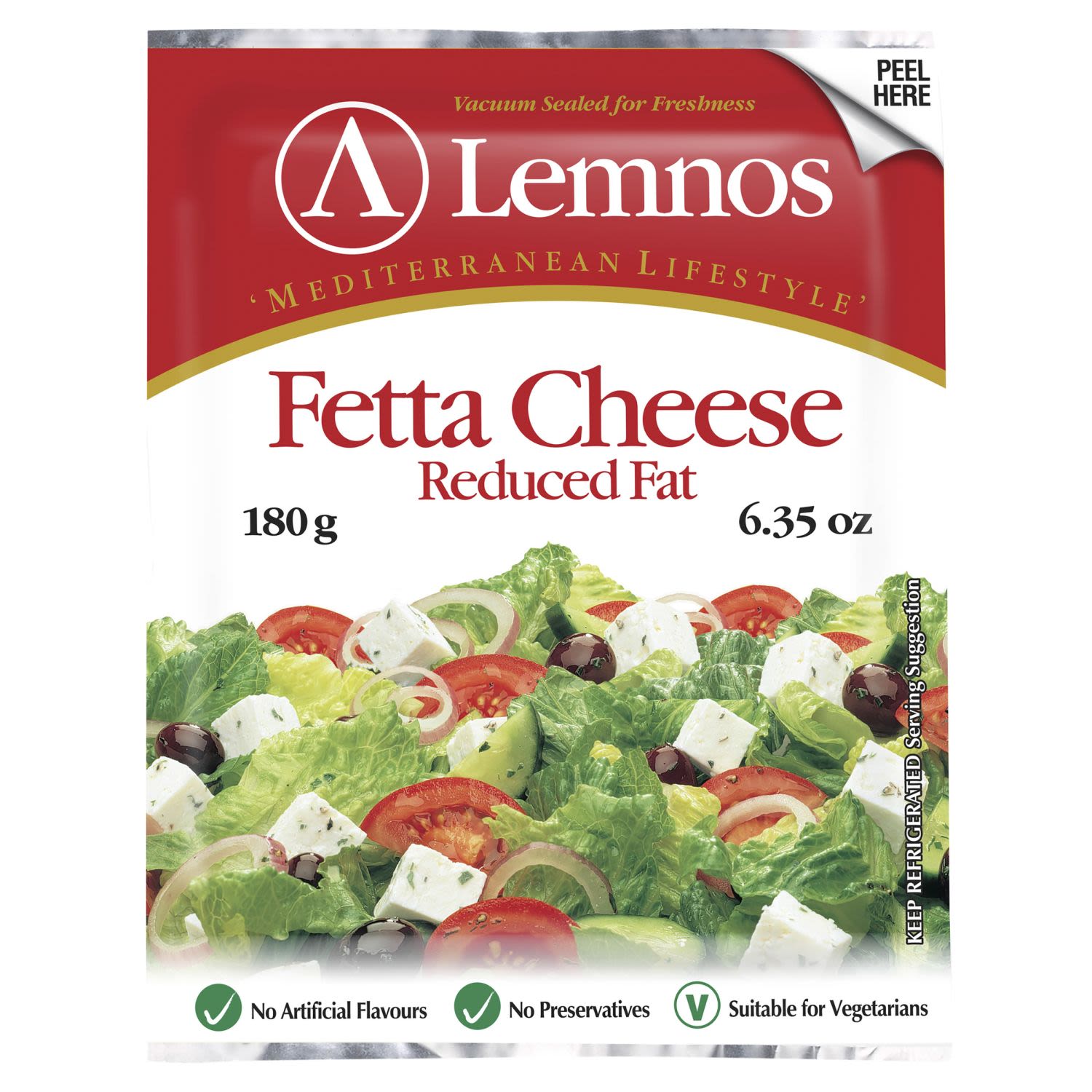 Lemnos Reduced Fat Traditional Feta Cheese, 180 Gram