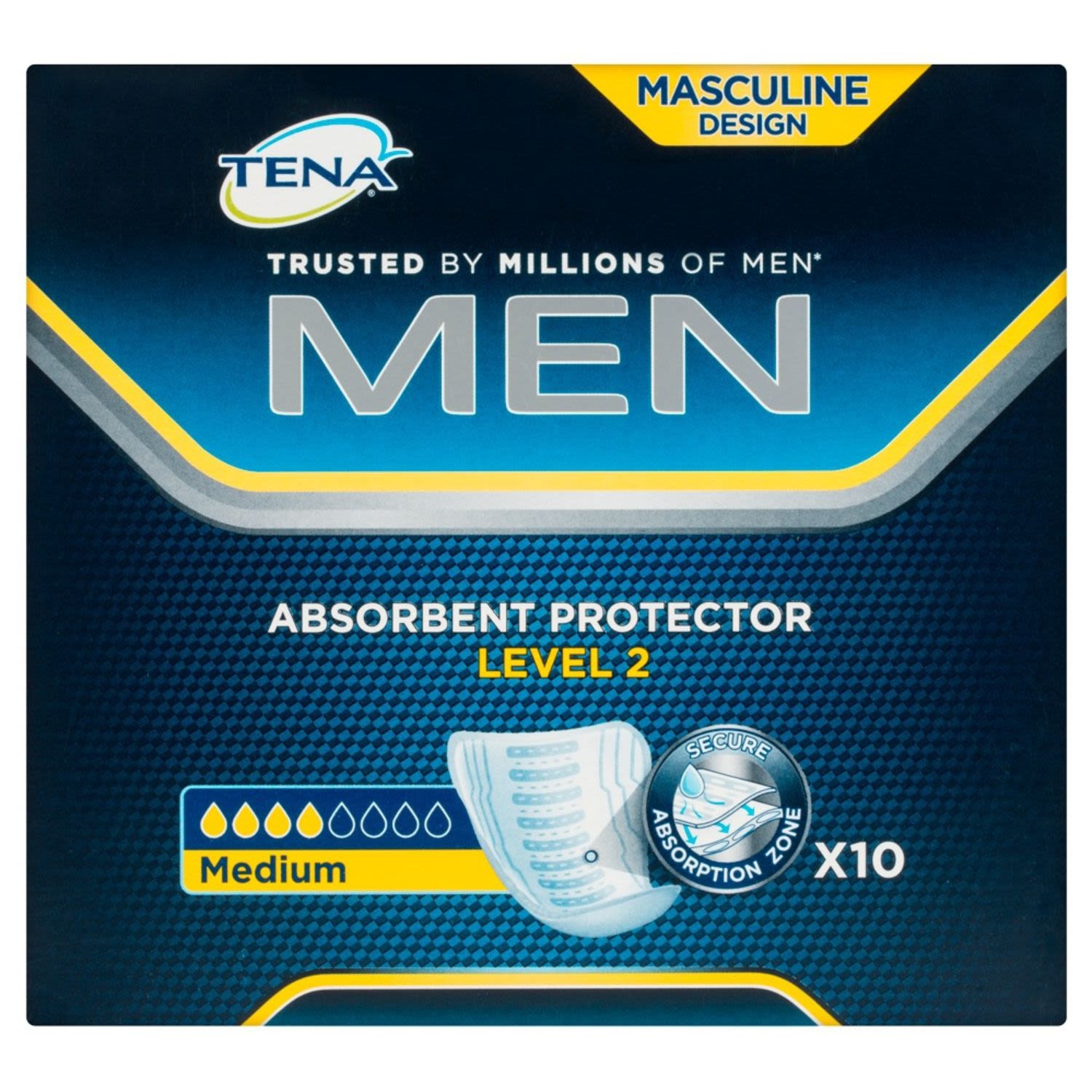 Tena Men Absorbent Protector Level 2 Medium, 10 Each
