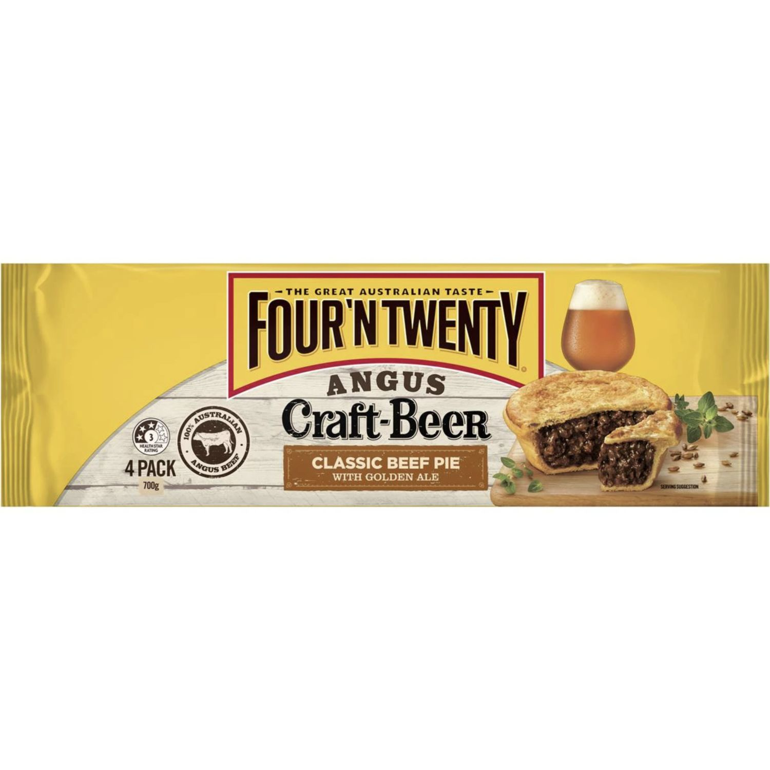 Four 'N Twenty Classic Angus Beef Pie With Golden Ale, 4 Each