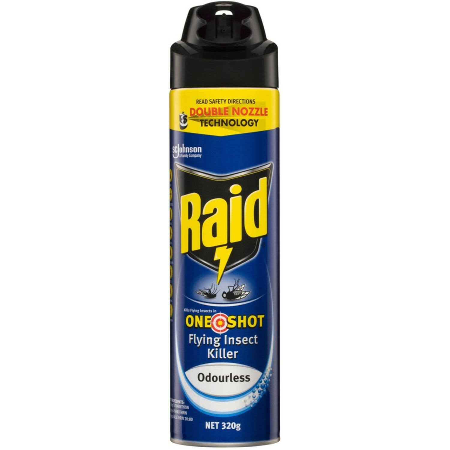 Raid Flying Insect Killer One Shot Double Nozzle, 320 Gram