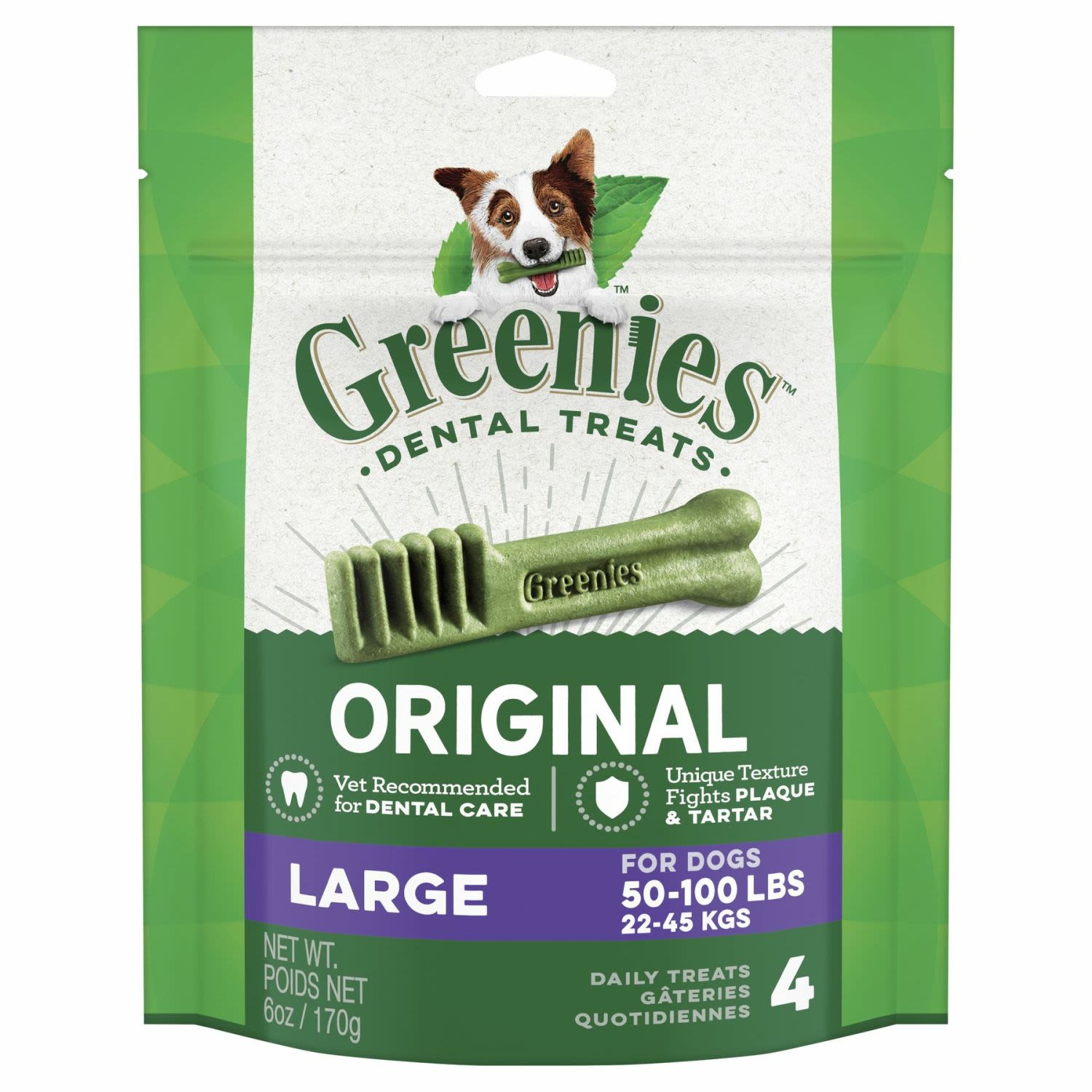 Greenies Original Dental Dog Treat, 4 Each