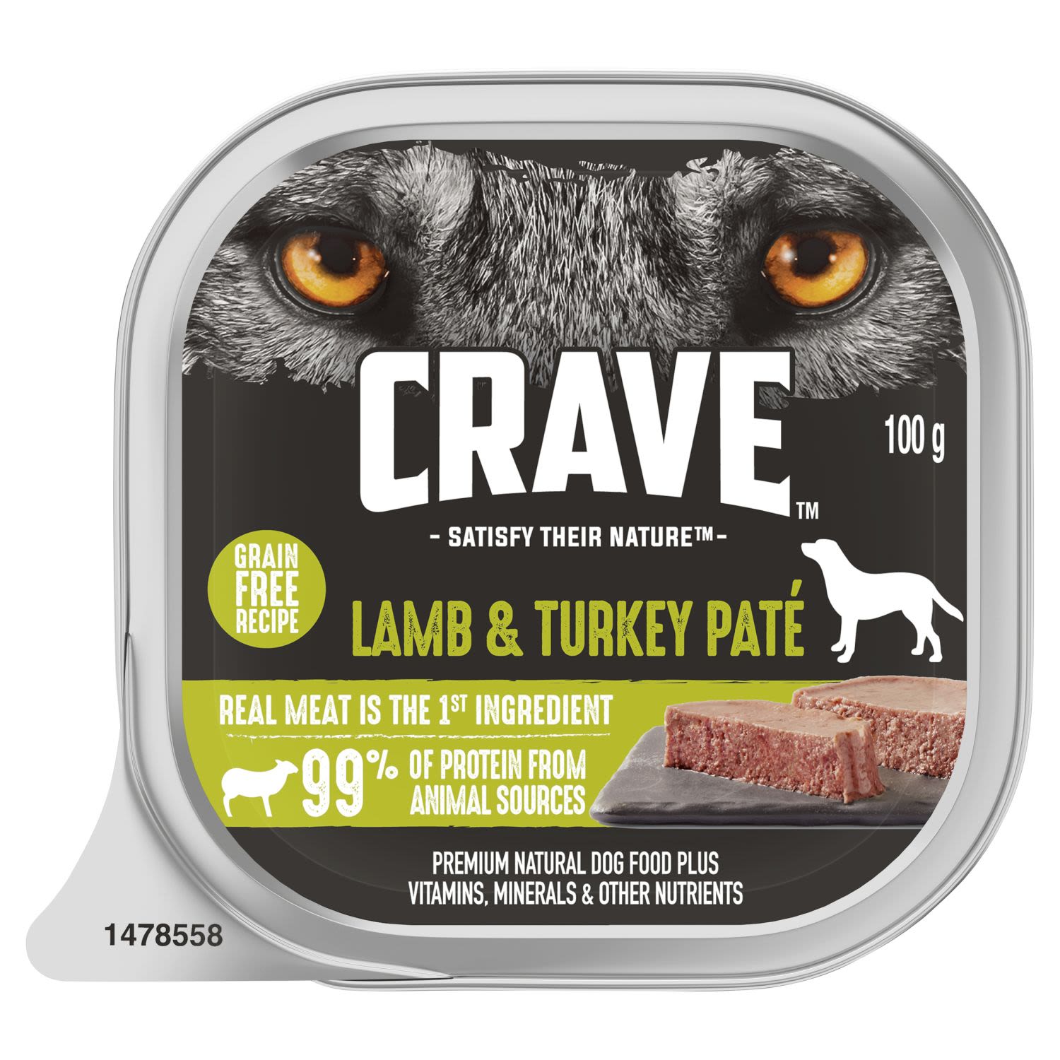 Crave Wet Dog Food Lamb & Turkey Pate Tray, 100 Gram