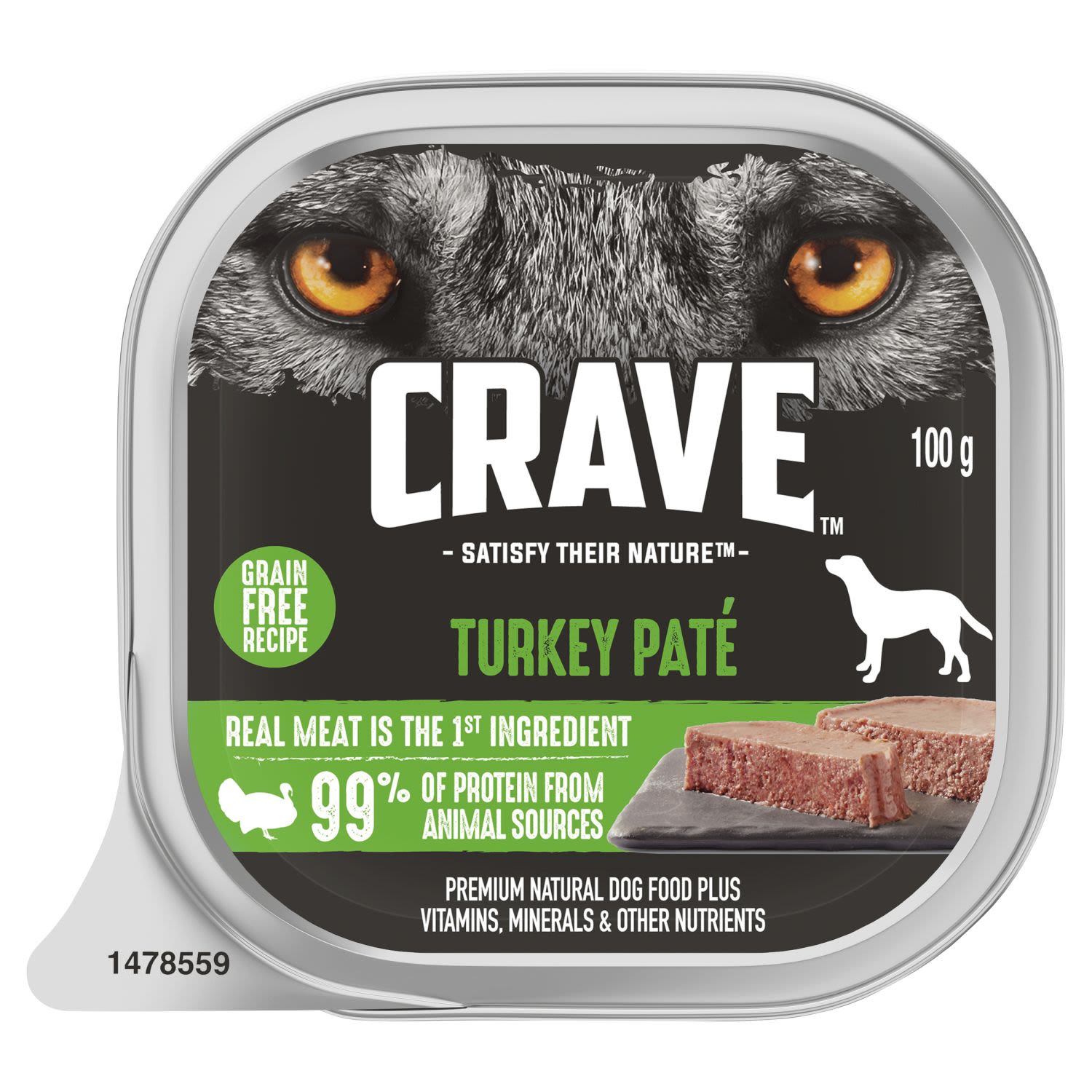 Crave Wet Dog Food Turkey Pate Tray, 100 Gram