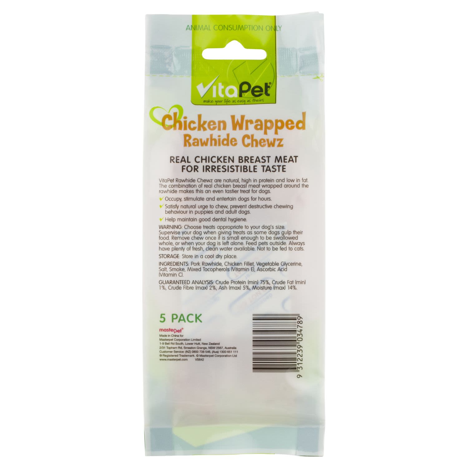 VitaPet Chewz Dog Treats Chicken Wrapped Rawhide Twists