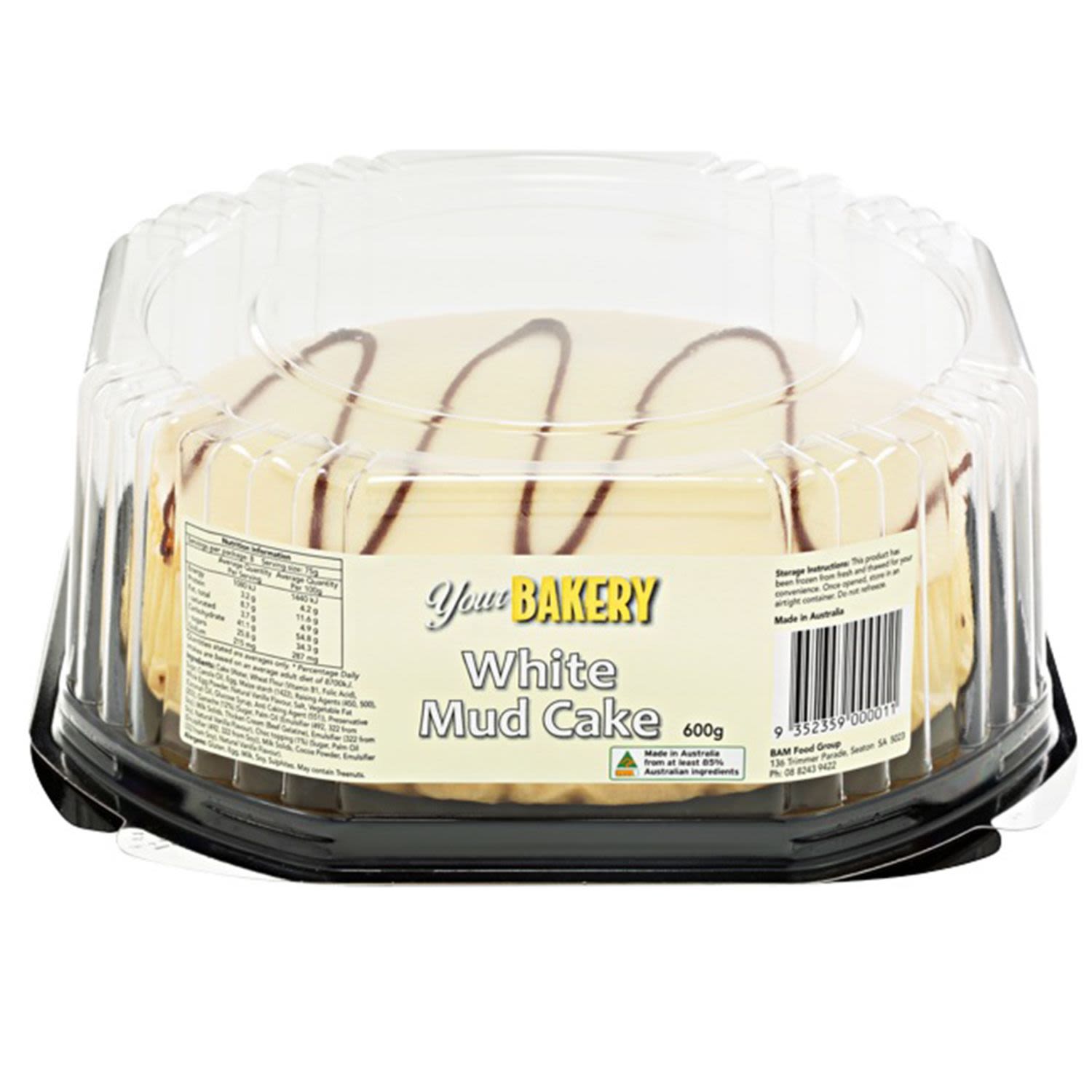 Your Bakery White Mud Cake, 600 Gram