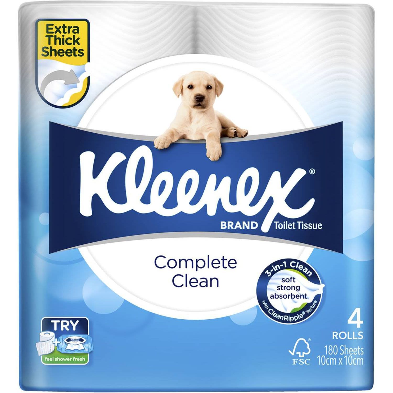 Kleenex Complete Clean Toilet Tissues, 4 Each