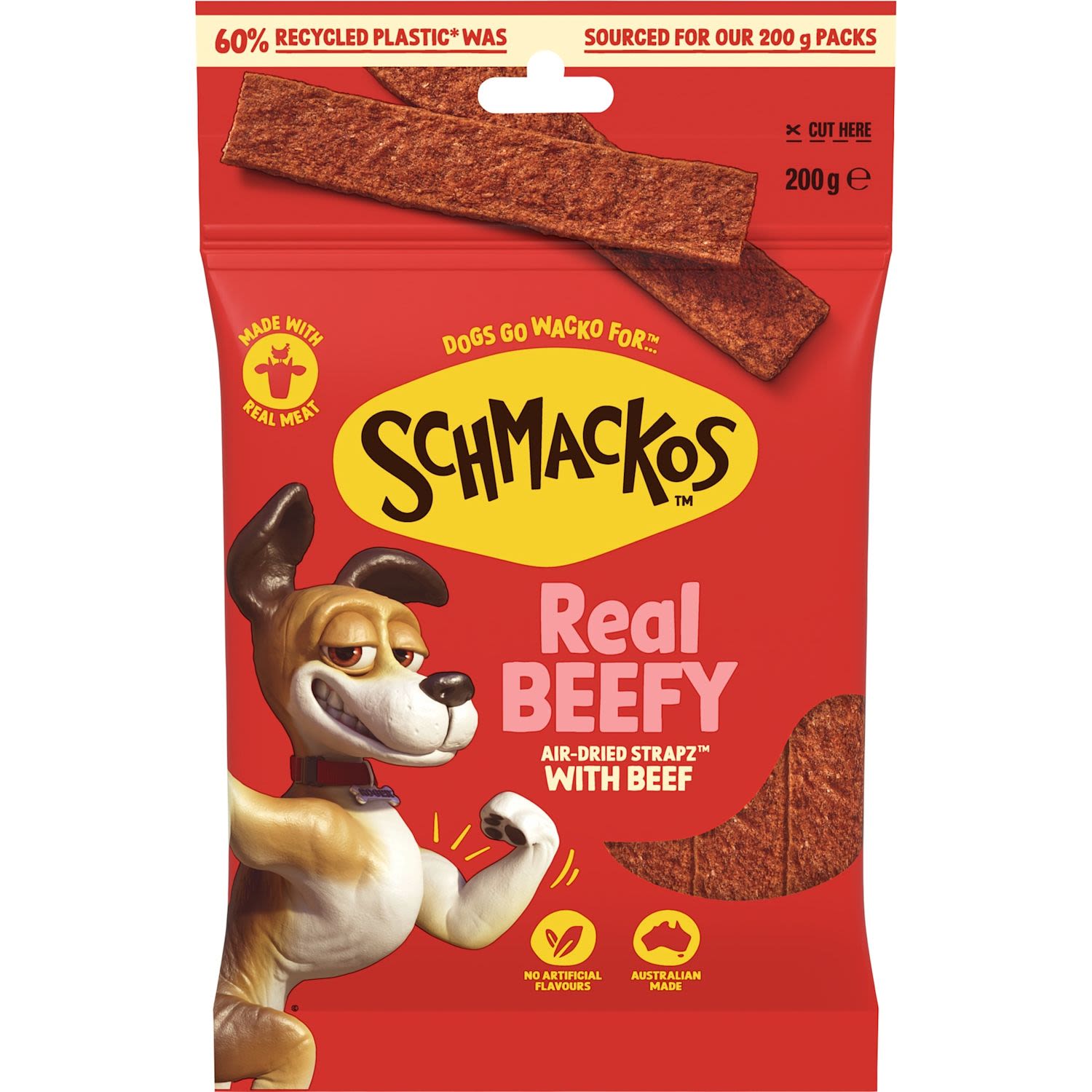 Schmackos Strapz Dog Treat Beef Bag