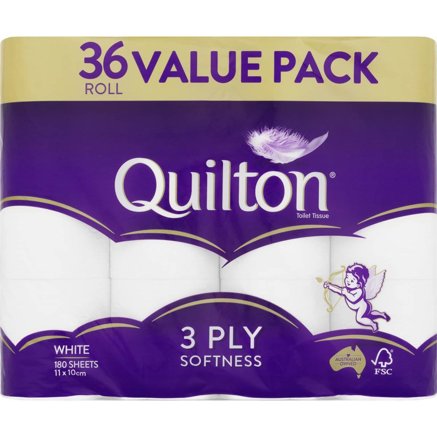 Quilton White 3 Ply Toilet Tissue, 36 Each