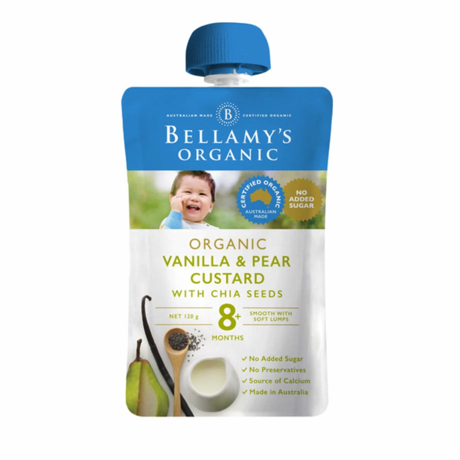Bellamy's Organic Vanilla & Pear Custard With Chia Seed