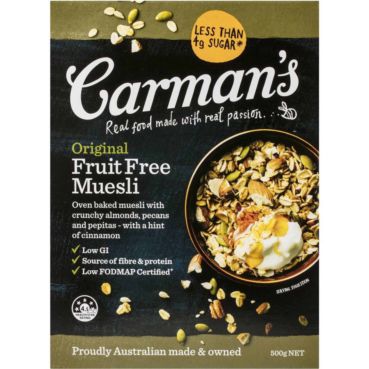 Carman's Original Fruit Free Muesli, 500 Gram