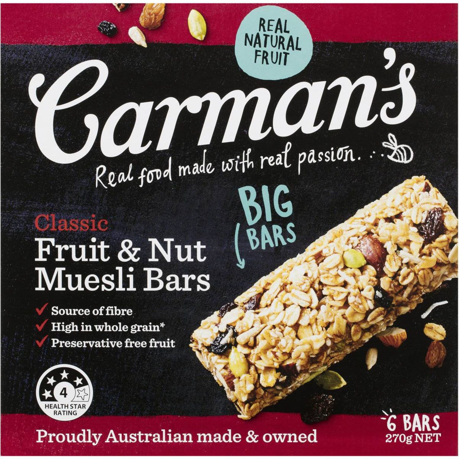 Carman's Classic Fruit & Nut Muesli Bars, 6 Each