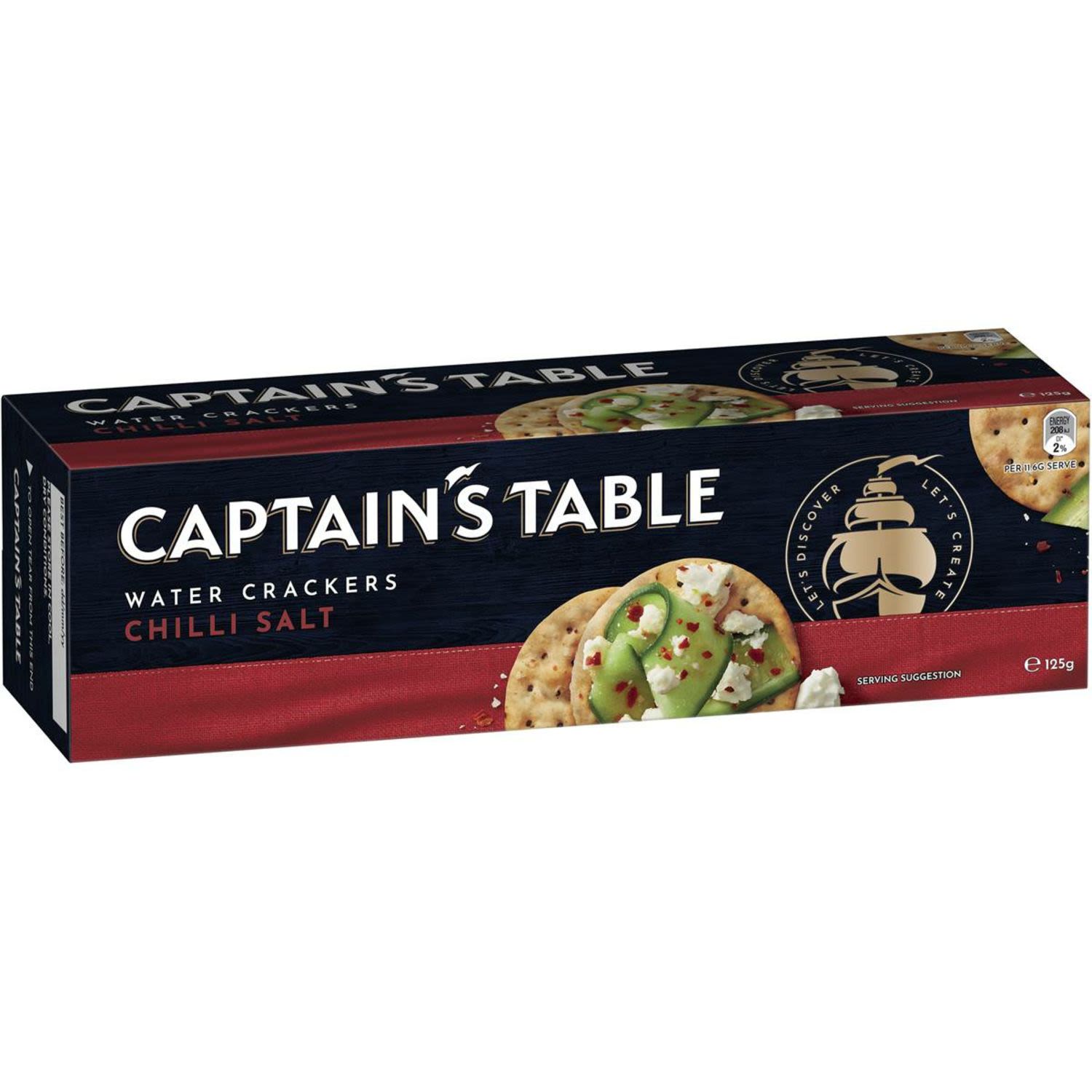 Captain's Table Water Crackers Chilli Salt, 125 Gram