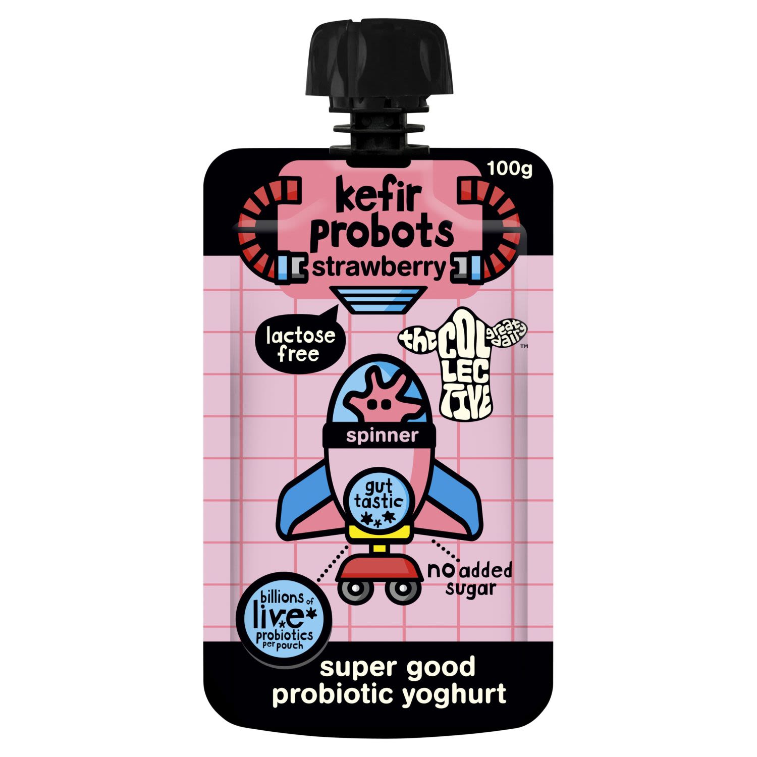 The Collective Probiotic Kefir Kids Yoghurt Pouch Strawberry, 100 Gram