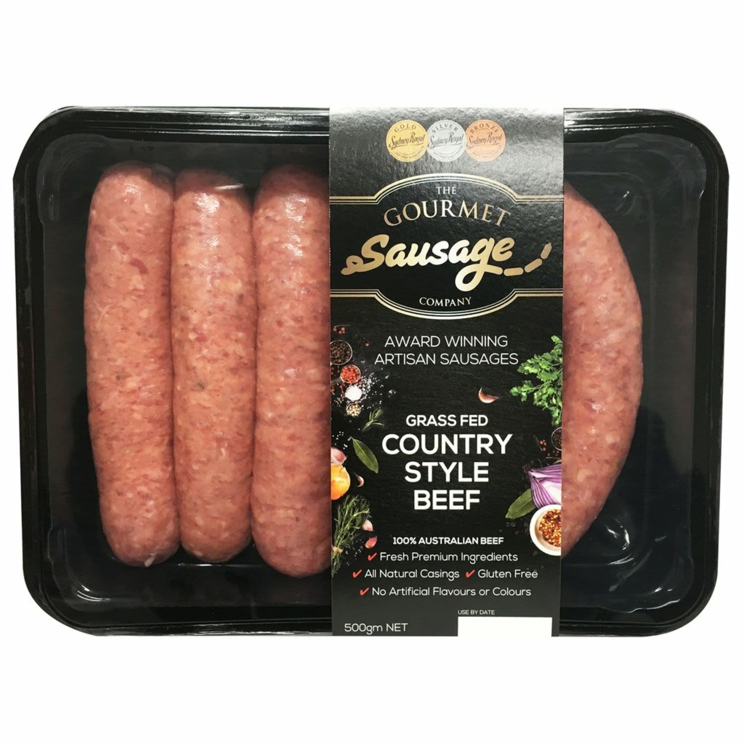 The Gourmet Sausage Company Country Style Beef Sausages, 500 Gram