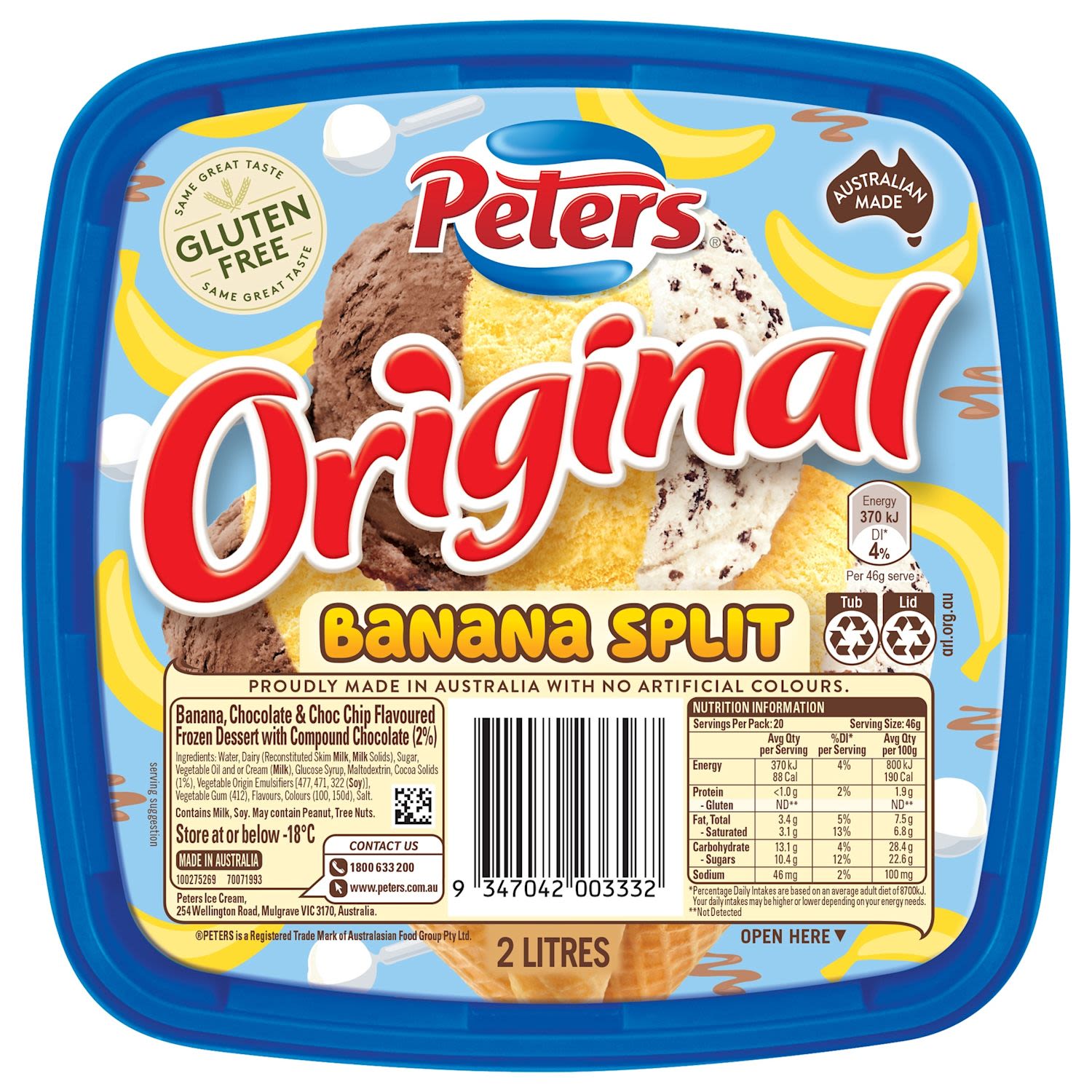 Peters Original Banana Split Ice Cream