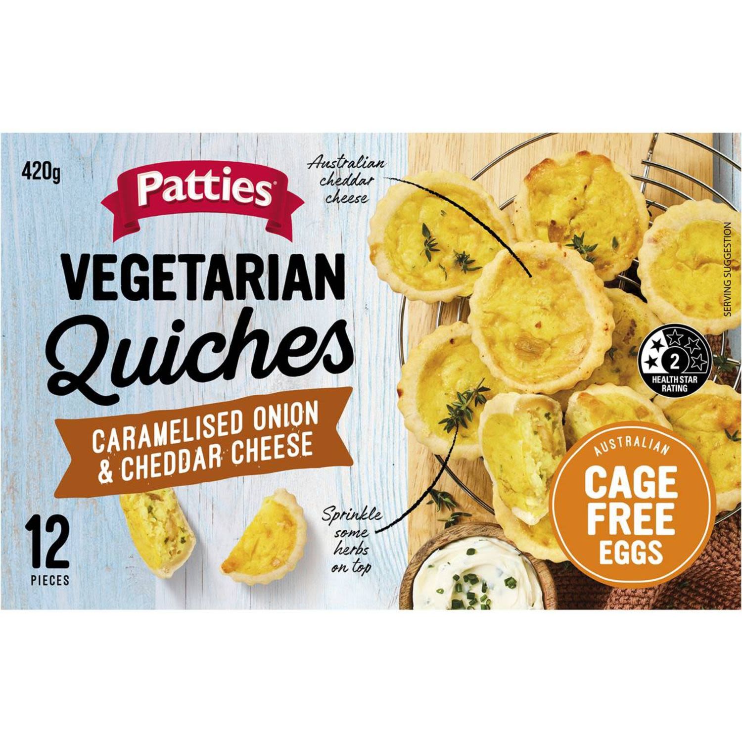 Patties Mini Party Quiche Caramelised Onion & Cheese, 12 Each