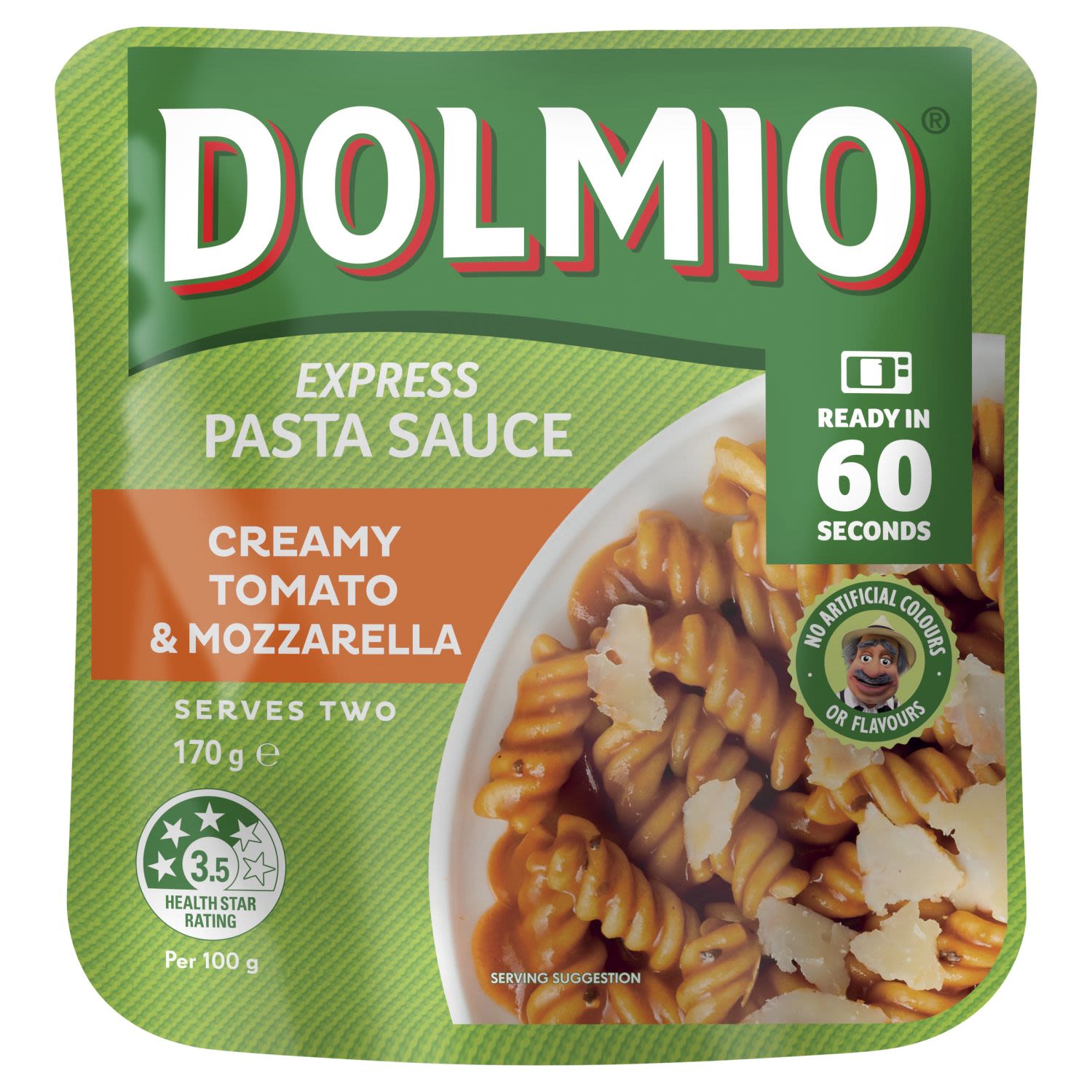 Dolmio Express Pasta Sauce Creamy Tomato & Mozzarella, 170 Gram