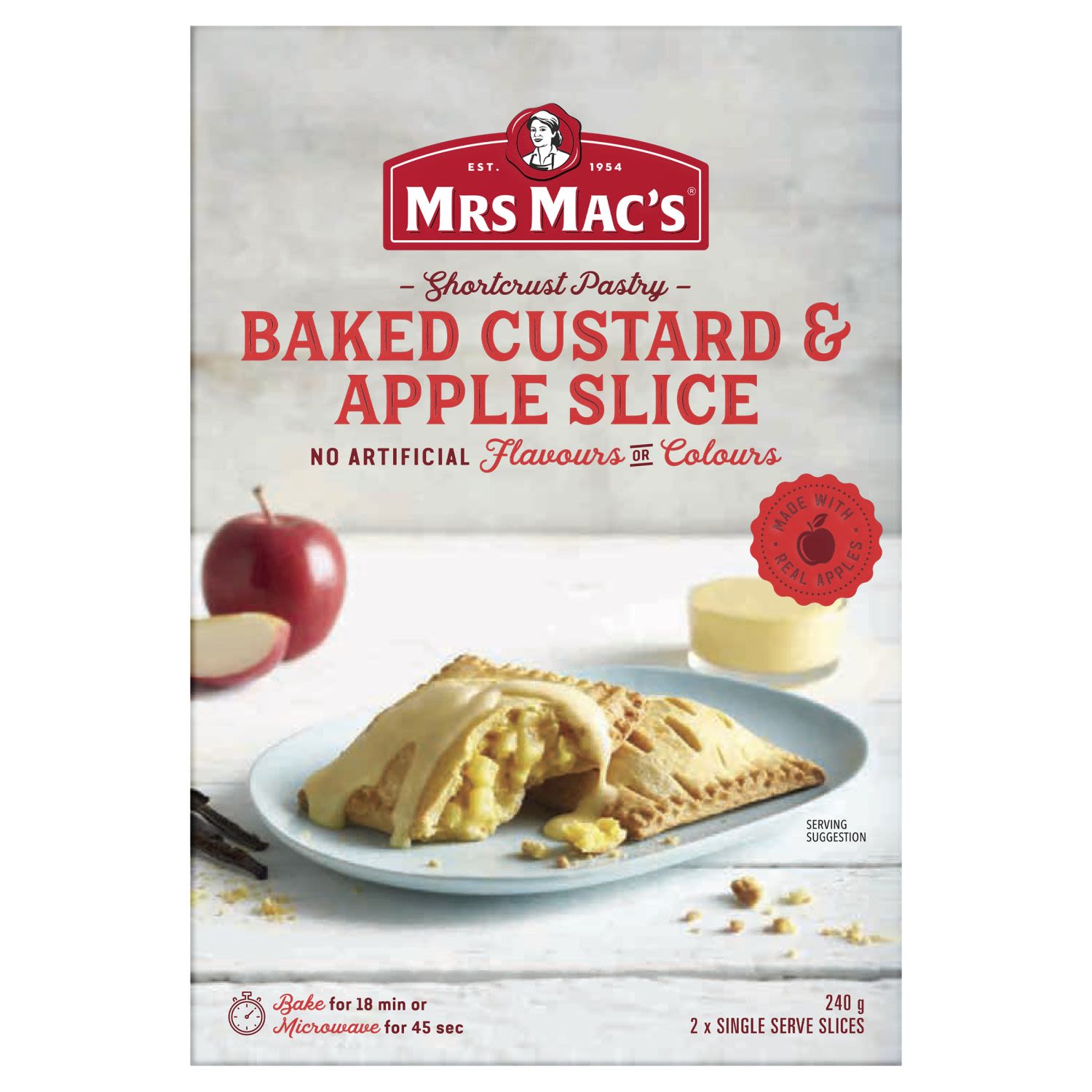 Mrs Mac's Baked Custard & Apple Slice, 2 Each