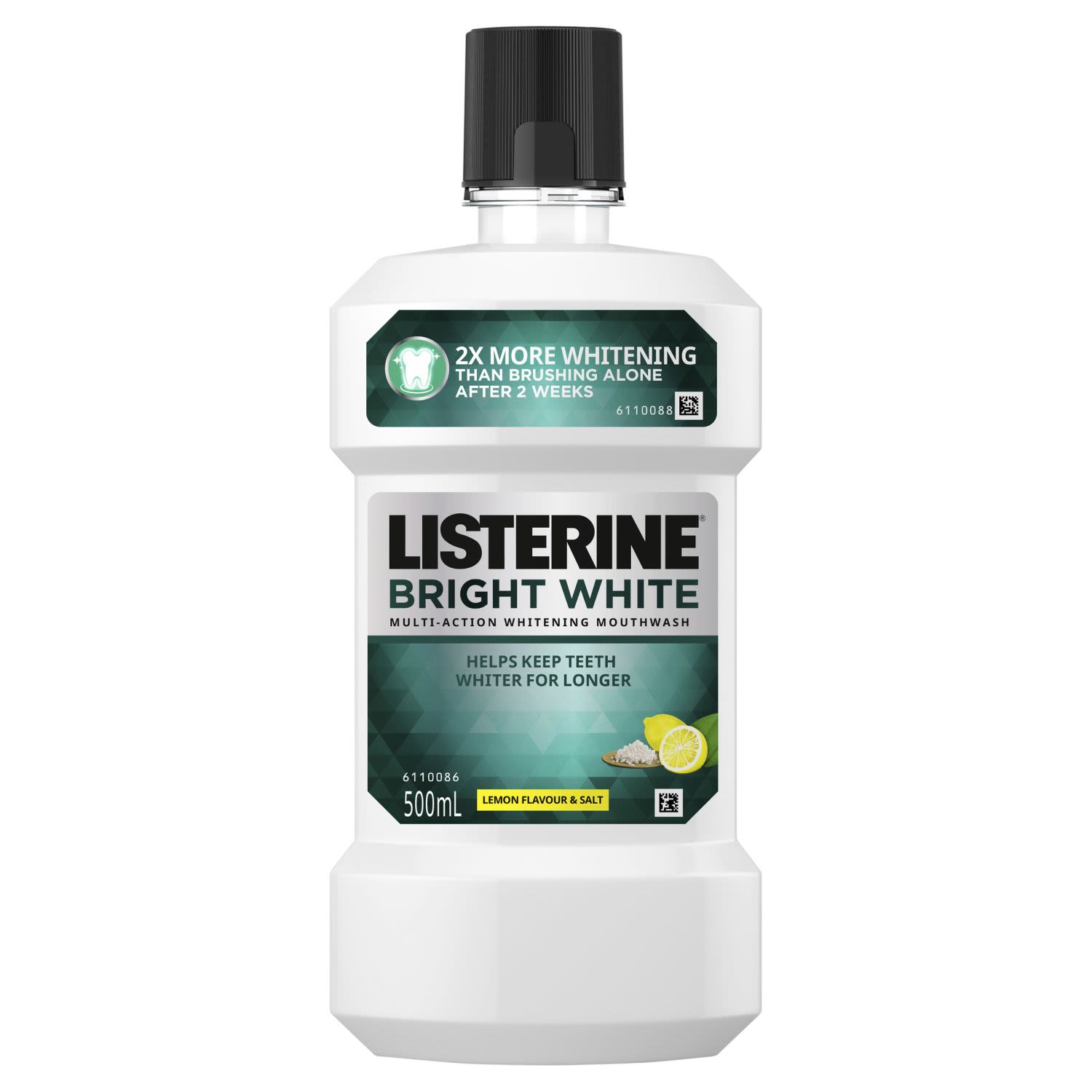 Listerine Bright White Multi-Action Whitening Mouthwash, 500 Millilitre