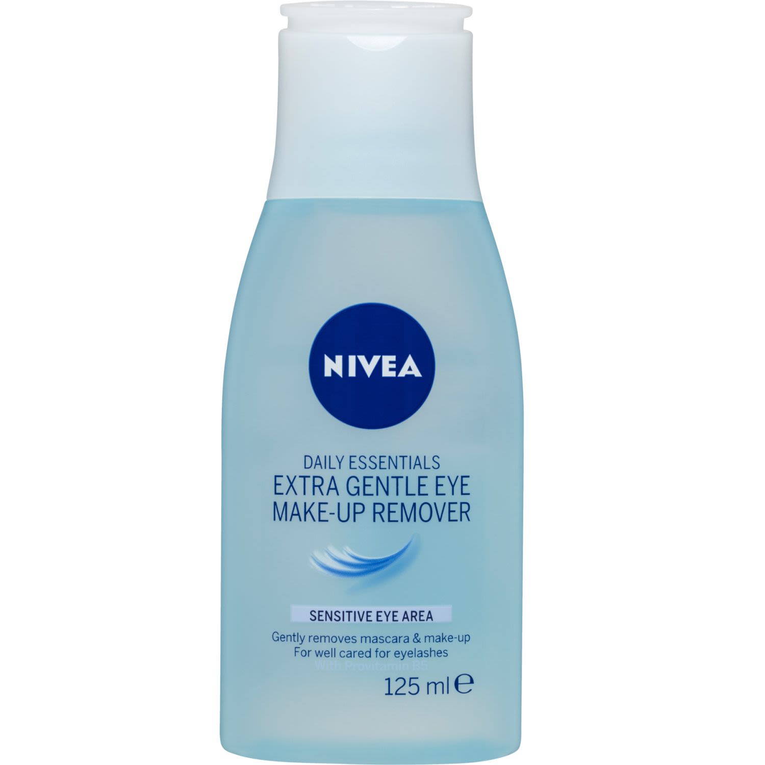 NIVEA Daily Essentials Extra Gentle Eye Make-Up Remover has a light formulation that is convenient and effective for gently removing makeup. The extra gentle ingredients remove all make-up, including eyeshadow, mascara and eyeliner whilst preventing irritation and inflation of the delicate eye area. The soothing and nourishing benefits of Pro-Vitamin B5 additionally ensure that the skin protective barrier is not stripped in the cleansing process. The formula moisturises the skin without leaving behind greasy residue. NIVEAs Extra Gentle Eye Make-Up Remover is dermatologically approved and suggested for sensitive eye areas.<br /> <br /> <br /><br />Country of Origin: Made in Germany