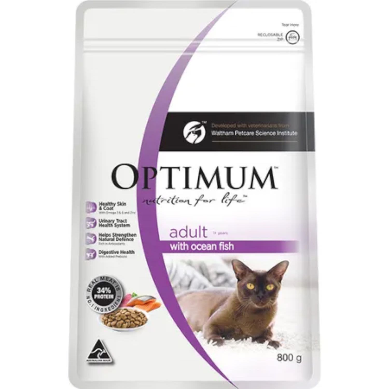 Optimum Dry Cat Food Ocean Fish Bag, 800 Gram